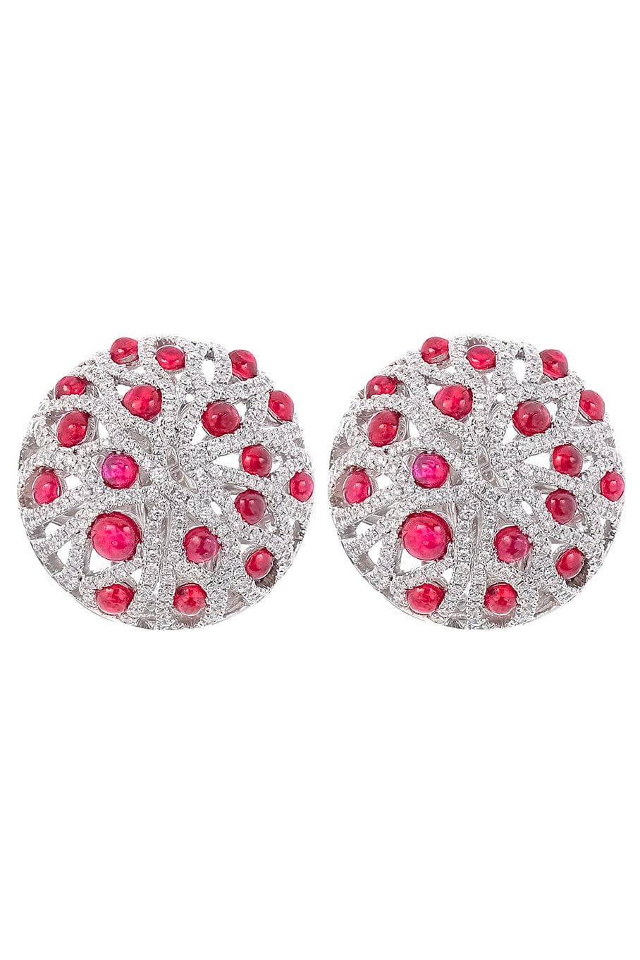 STUDIO REN-Bleeding Tooth Ruby Earrings-WHITE GOLD