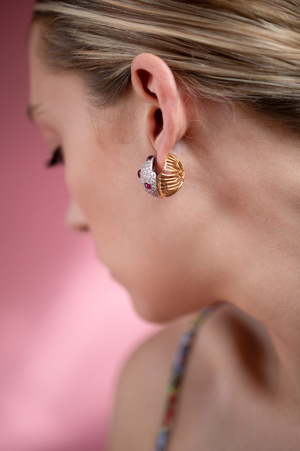 STUDIO REN-Bleeding Tooth Reversible Earrings-YELLOW GOLD