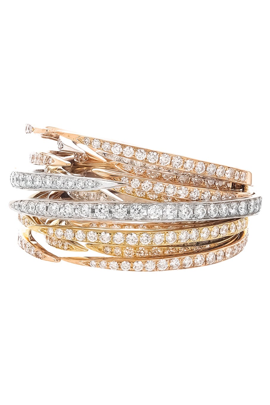 STUDIO REN-Yellow Gilled Overlapping Ring-WHITE GOLD