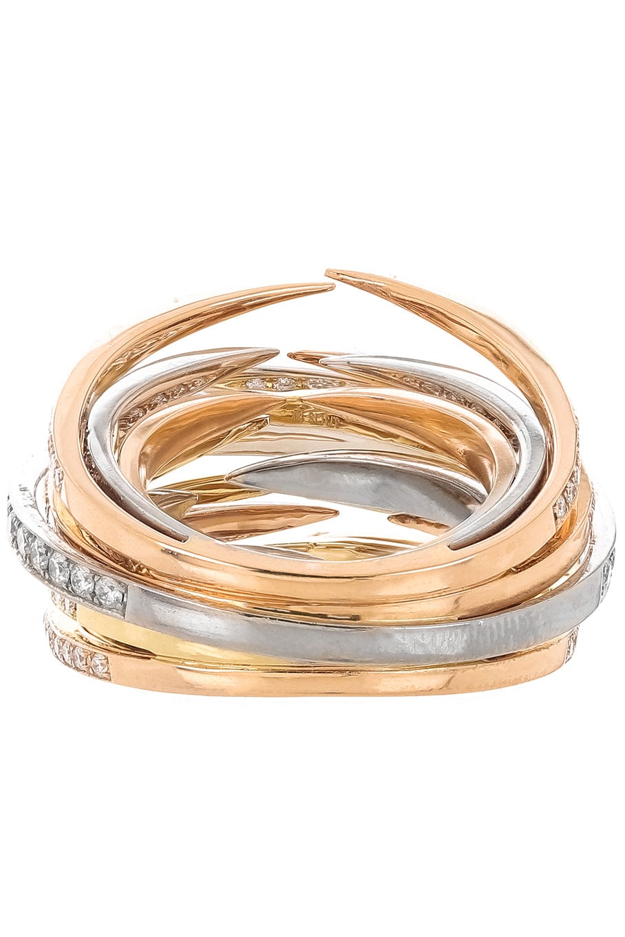 STUDIO REN-Yellow Gilled Overlapping Ring-WHITE GOLD