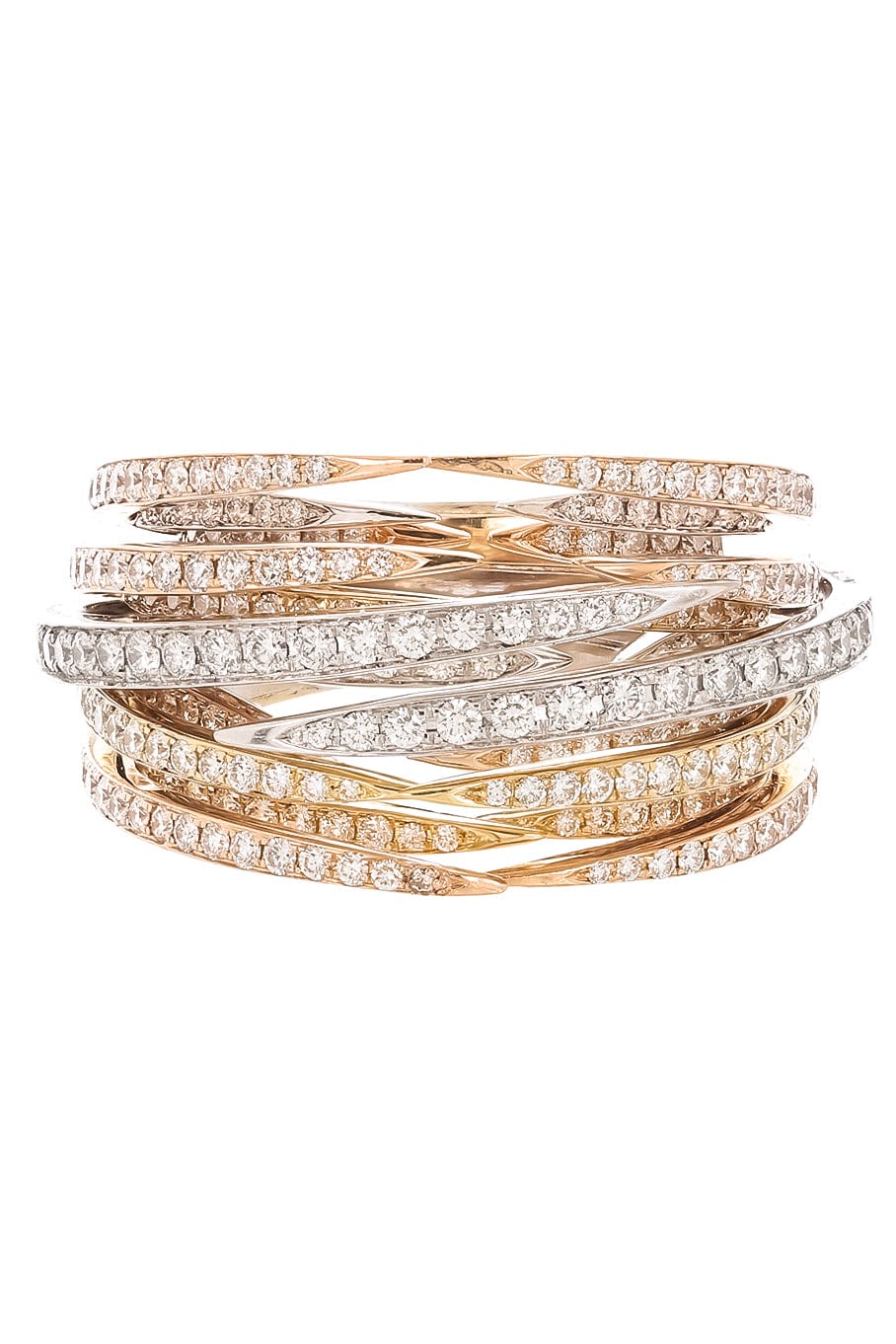 STUDIO REN-Yellow Gilled Overlapping Ring-WHITE GOLD