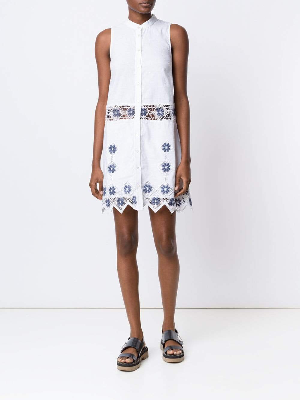 SUNO-Floral Eyelet Dress-