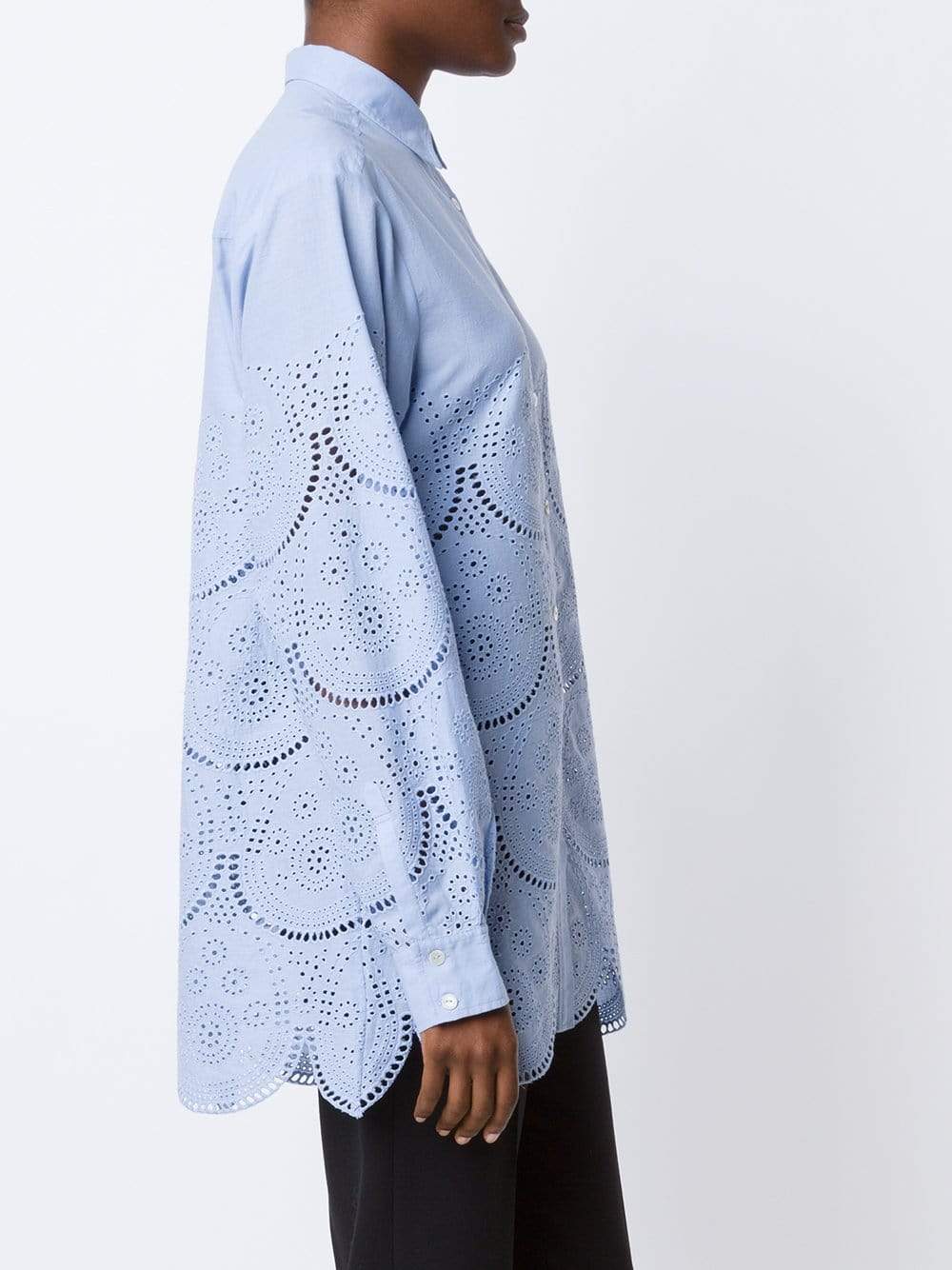 SUNO-Eyelet Button Down Blouse-