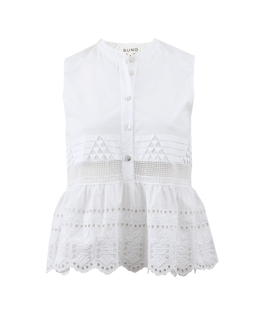 SUNO-Eyelet Henley Pullover-