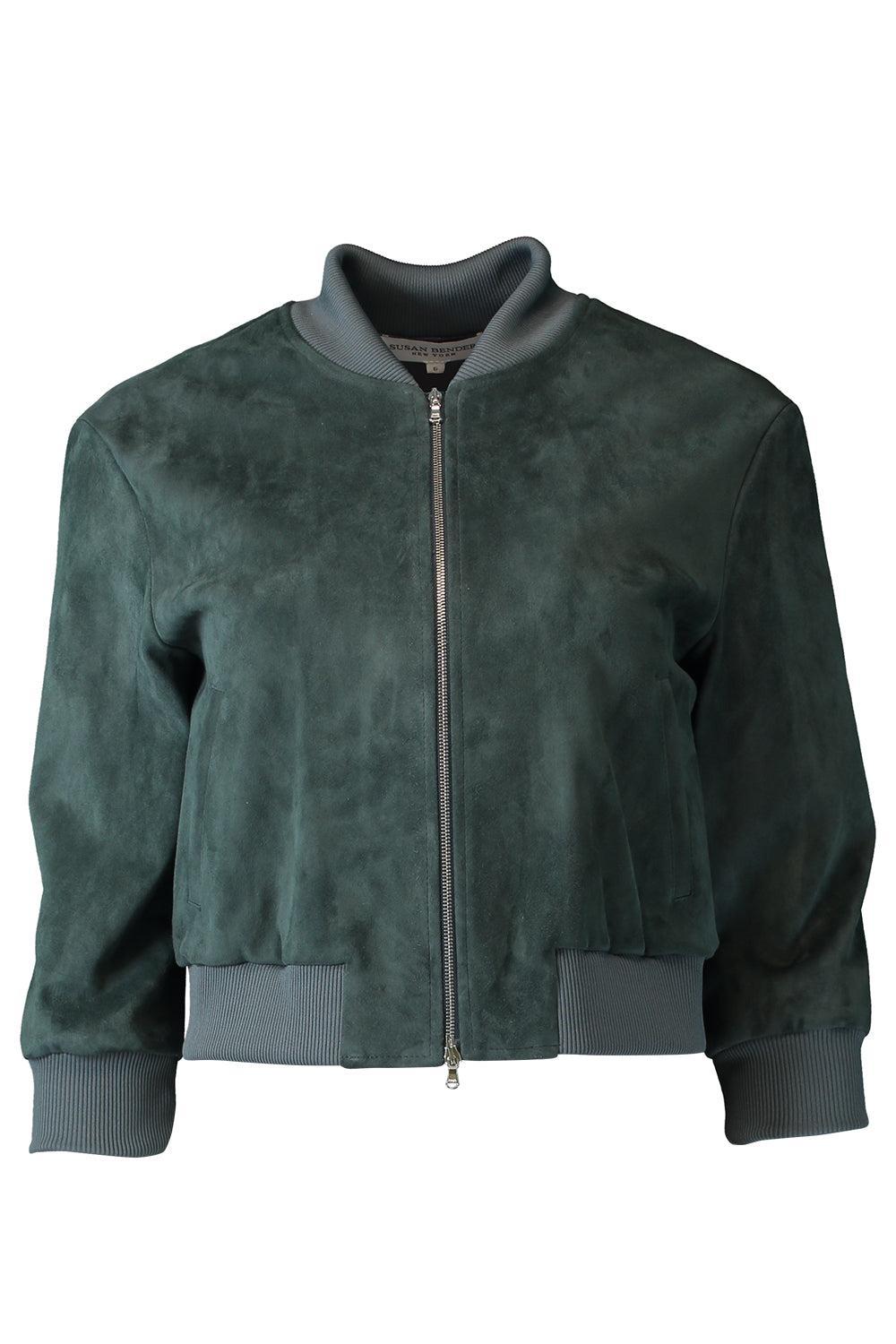 Short Sleeve Bomber Jacket-BLUE-2-CLOTHINGJACKETCASUAL-SUSAN BENDER