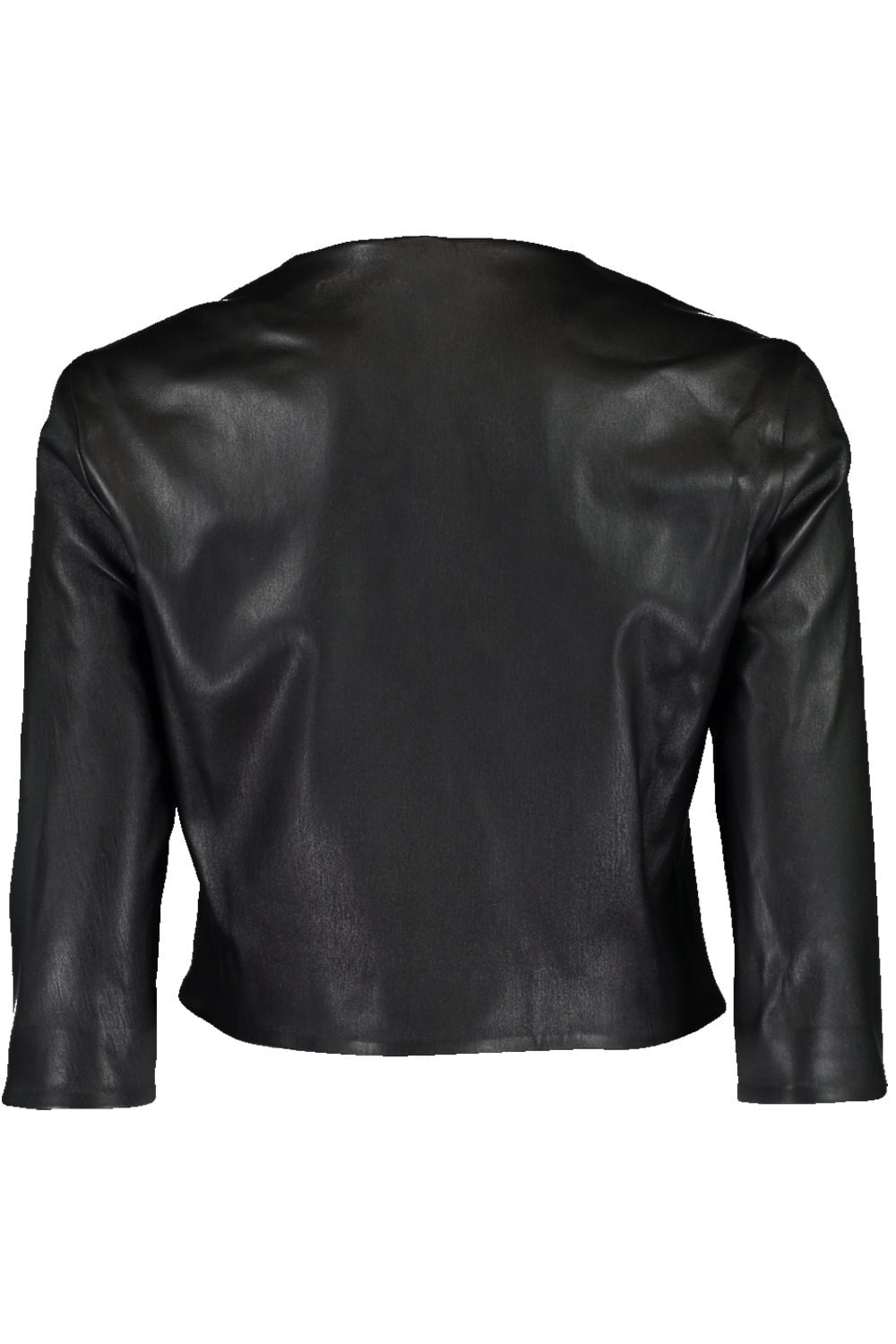 SUSAN BENDER-Stretch Leather Cardigan Jacket - Black-