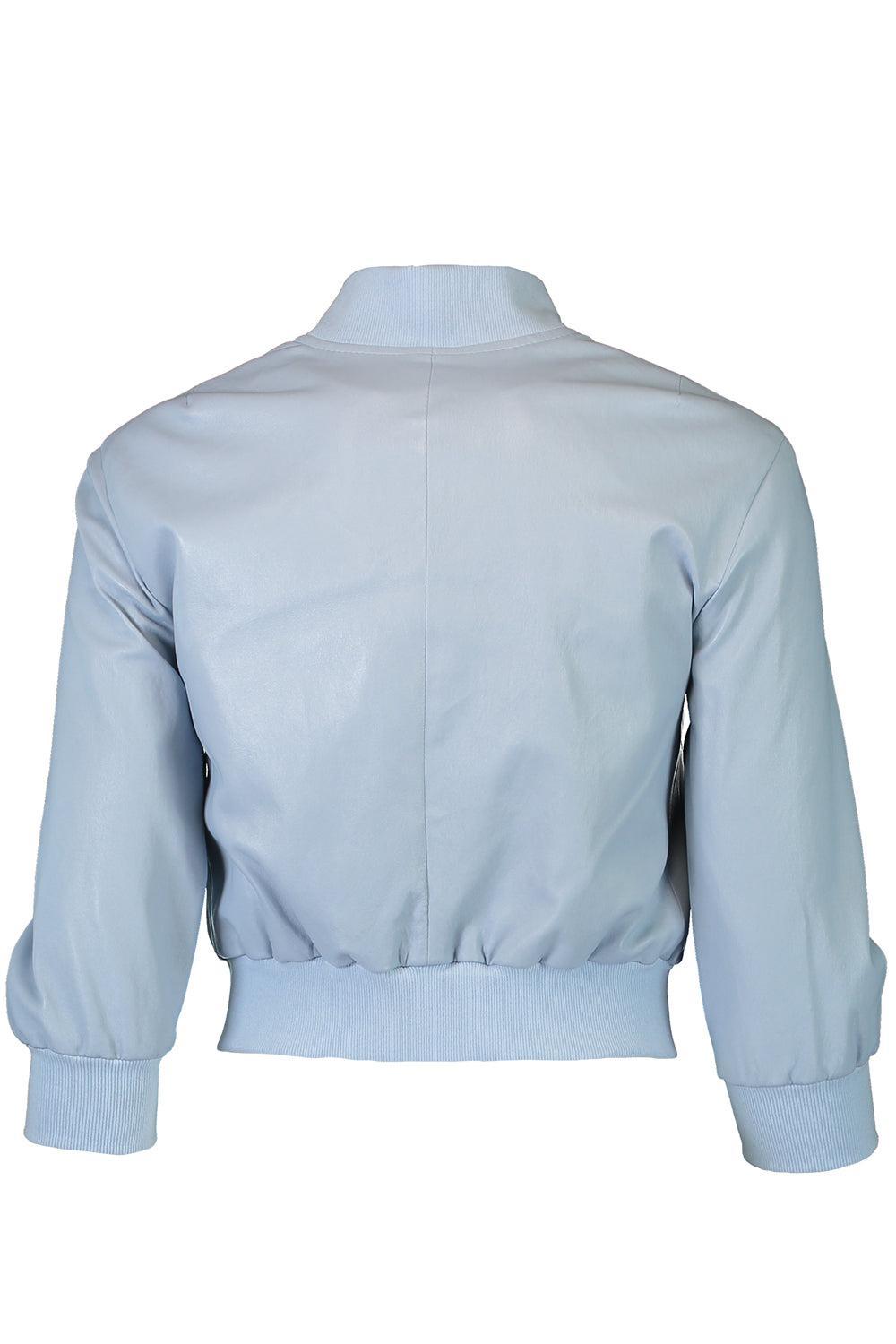 Short Sleeve Bomber Jacket - Aerie Blue-BLUE-2-CLOTHINGJACKETLEATHER-SUSAN BENDER