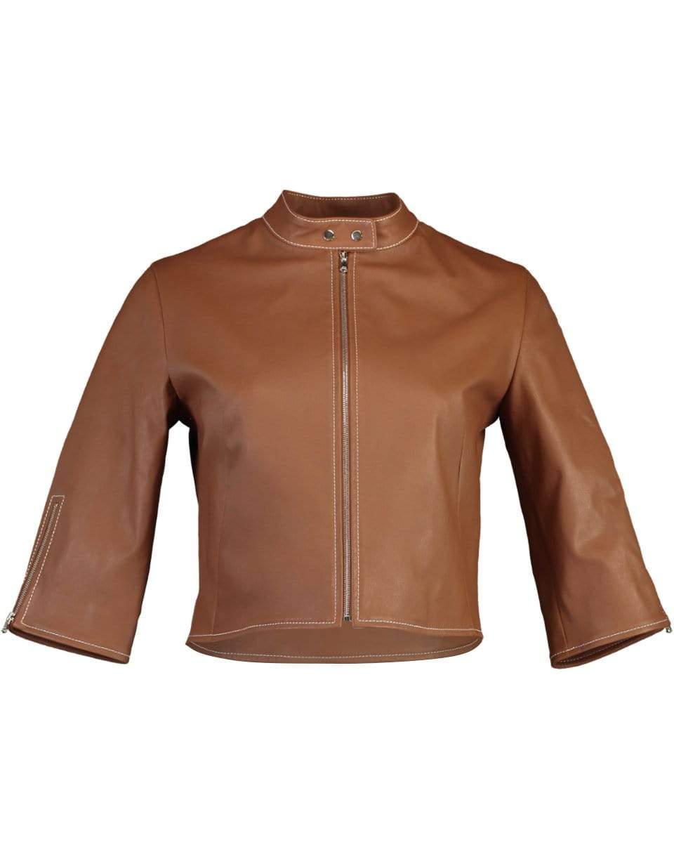Cropped Tab Collar Biker Jacket - Cognac-COGNAC-4-CLOTHINGJACKETLEATHER-SUSAN BENDER