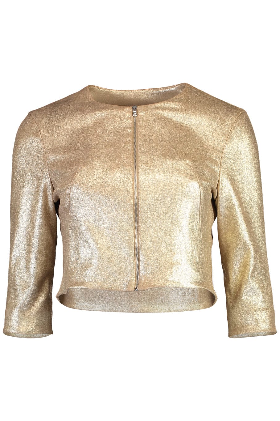 SUSAN BENDER-Stretch Leather Cardigan Jacket - Pale Gold-