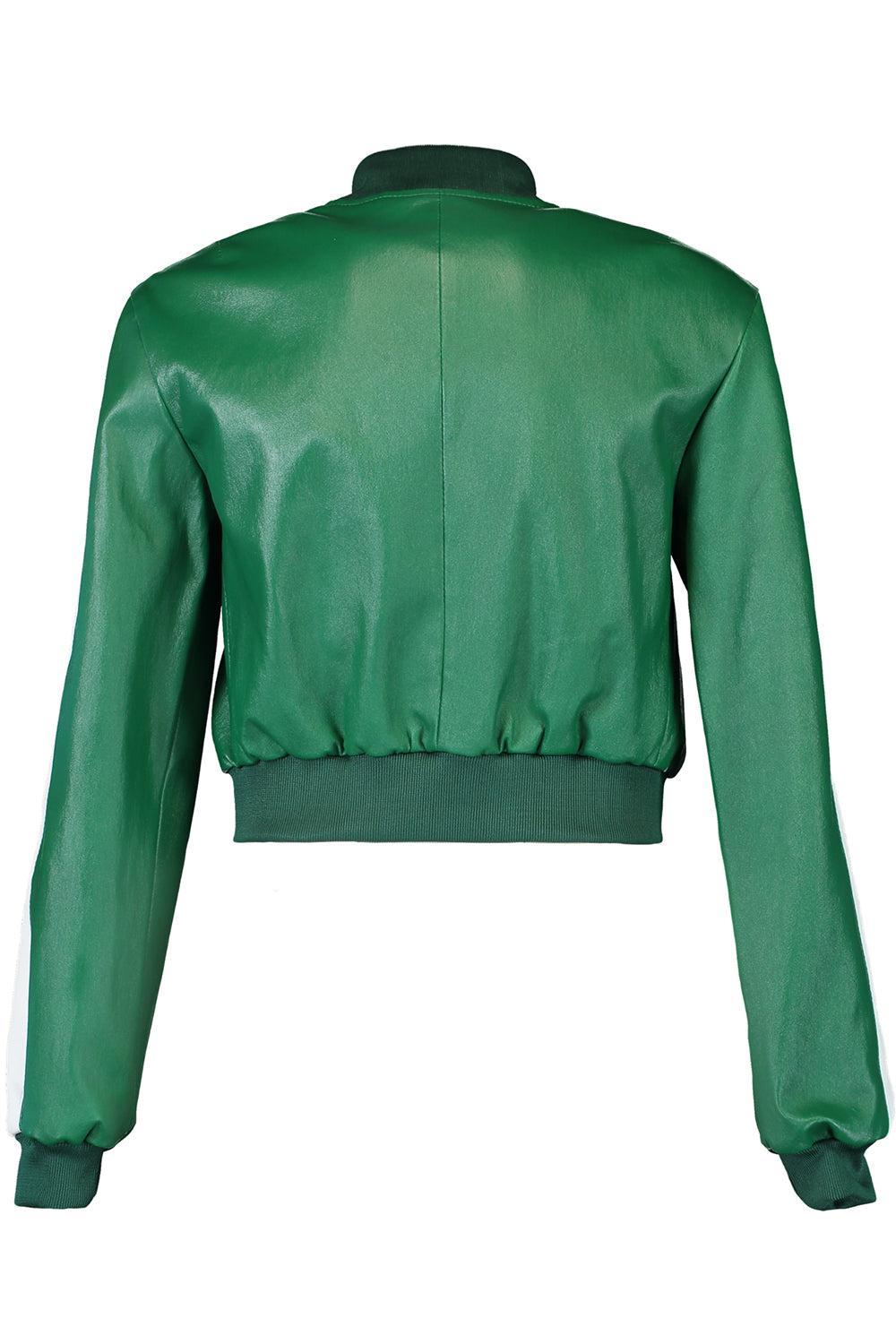 Stripe Bomber Jacket-GREEN-2-CLOTHINGSPECIALPOP UP-SUSAN BENDER