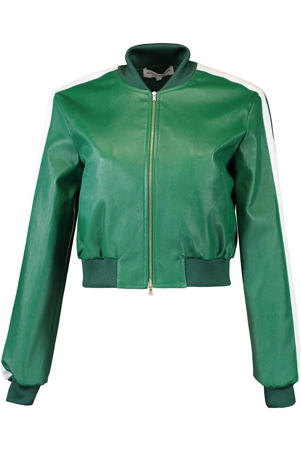 Stripe Bomber Jacket-GREEN-2-CLOTHINGSPECIALPOP UP-SUSAN BENDER