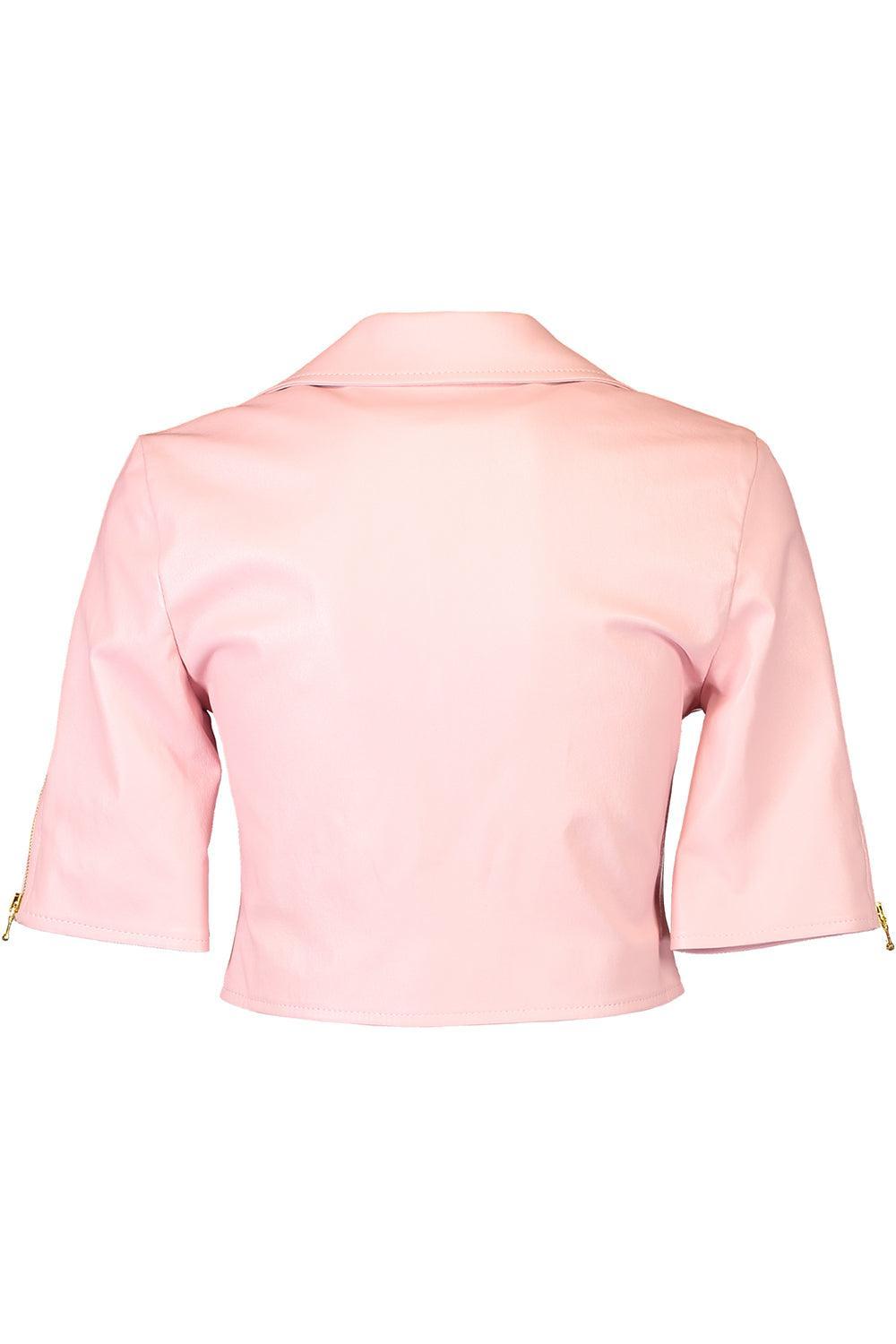 Short Sleeve Moto Jacket - Marissa Pink-PINK-2-CLOTHINGSPECIALPOP UP-SUSAN BENDER