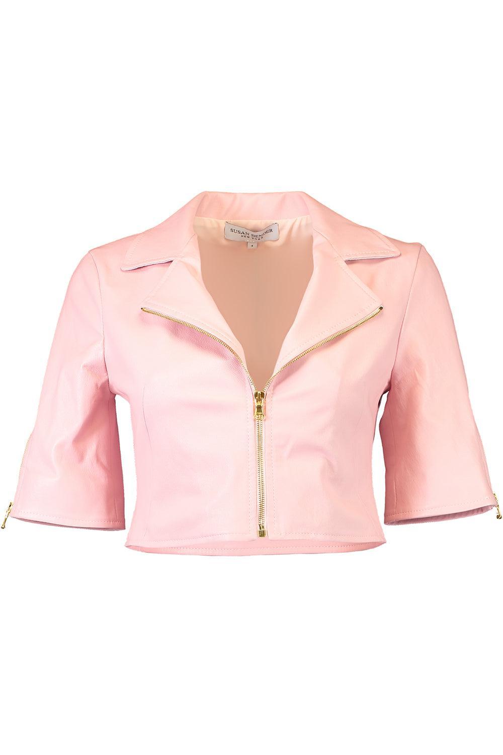 Short Sleeve Moto Jacket - Marissa Pink-PINK-2-CLOTHINGSPECIALPOP UP-SUSAN BENDER