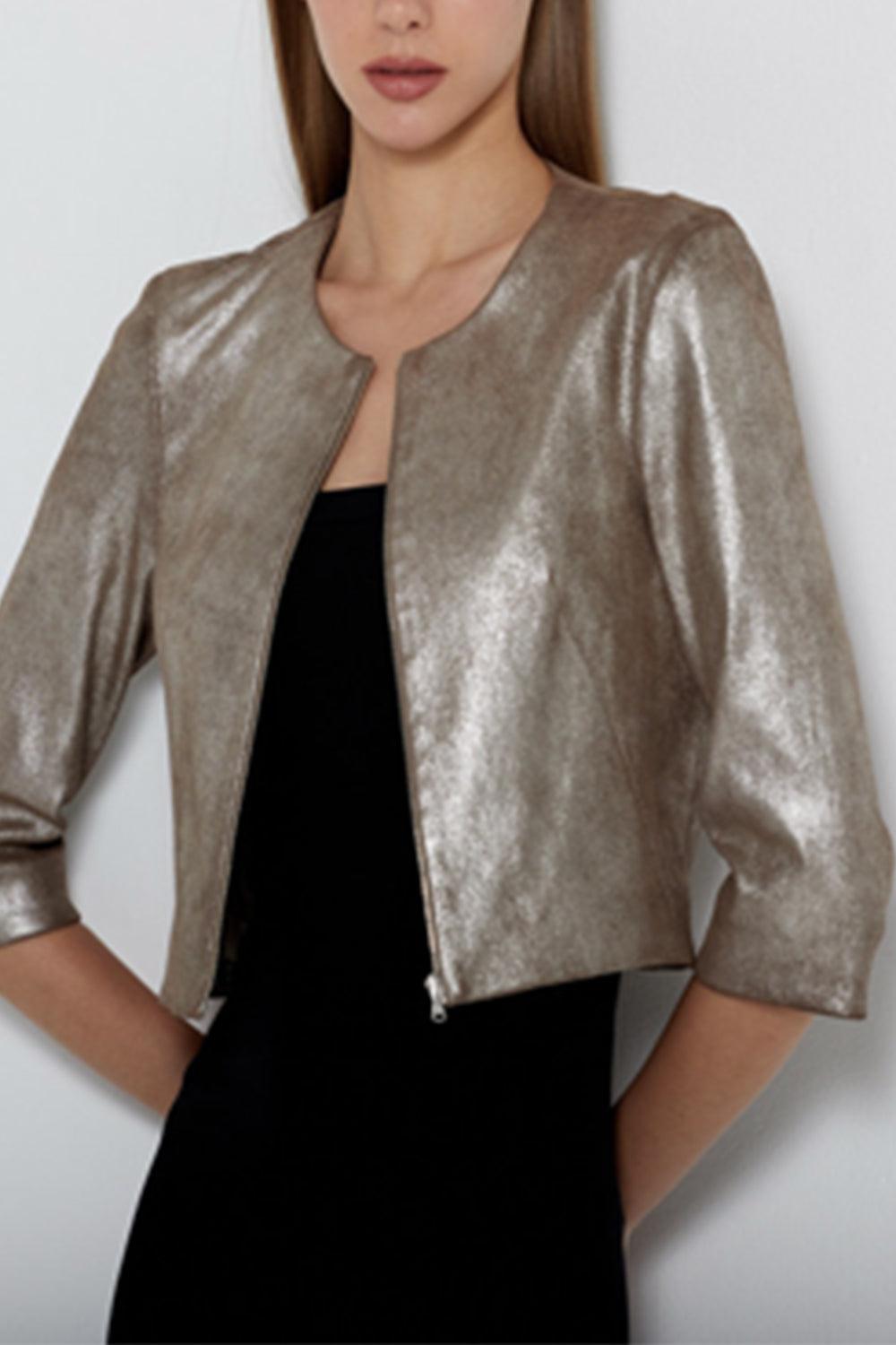 Cropped Cardigan Jacket - Platinum-PLATINUM-2-CLOTHINGSPECIALPOP UP-SUSAN BENDER