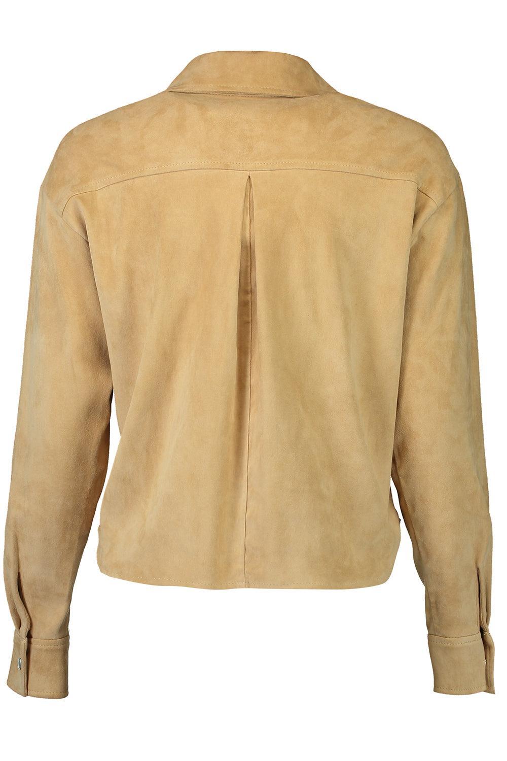 Oversized Crop Shirt-BROWN-2-CLOTHINGTOPBLOUSE-SUSAN BENDER