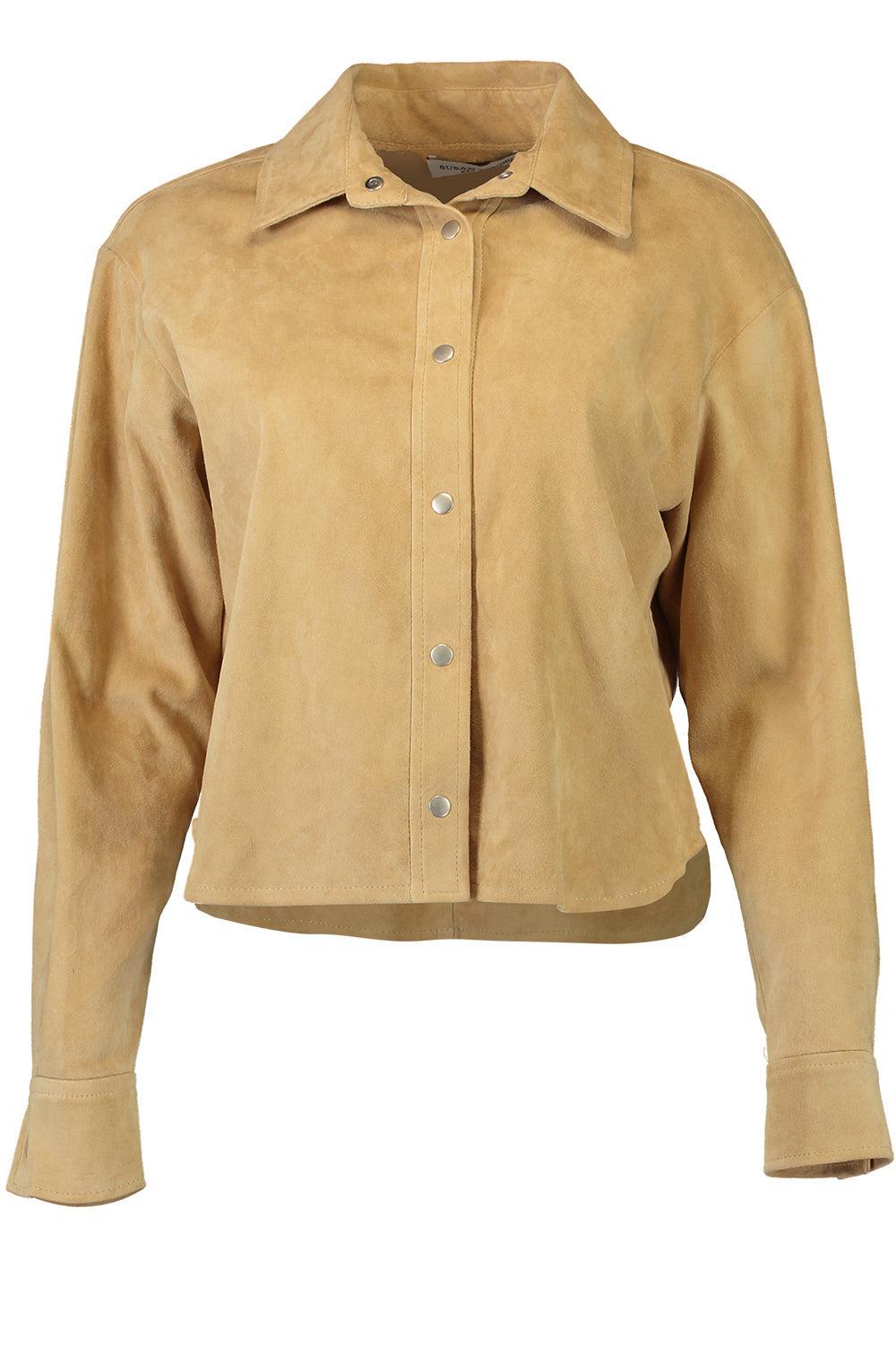 Oversized Crop Shirt-BROWN-2-CLOTHINGTOPBLOUSE-SUSAN BENDER