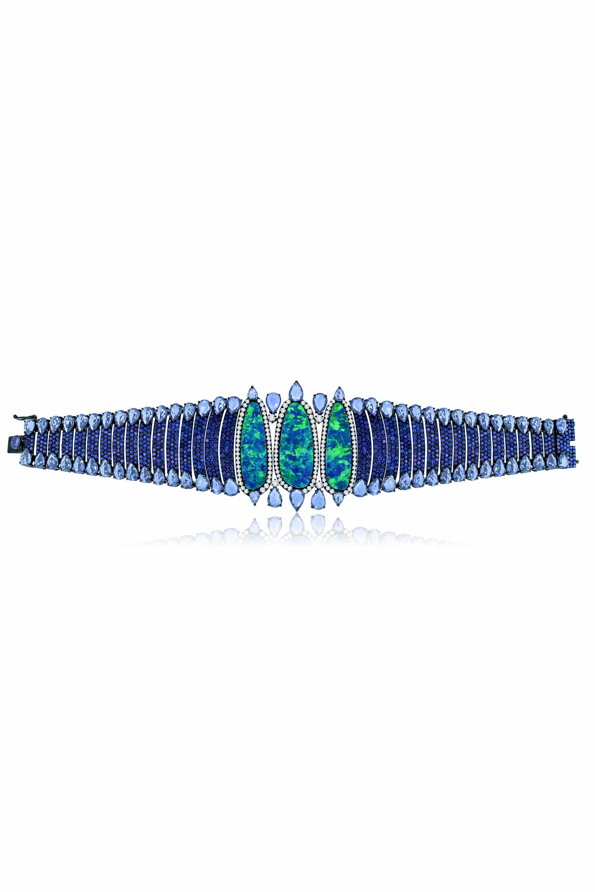 SUTRA-Opal and Blue Sapphire Bracelet-BLACK GOLD