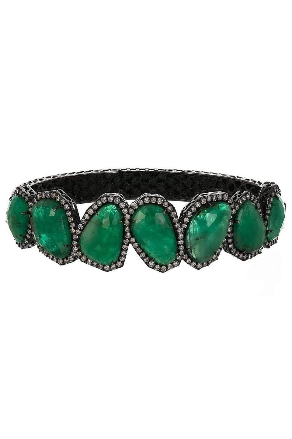 SUTRA-Sliced Emerald and Diamond-Bracelet-BLCK GLD