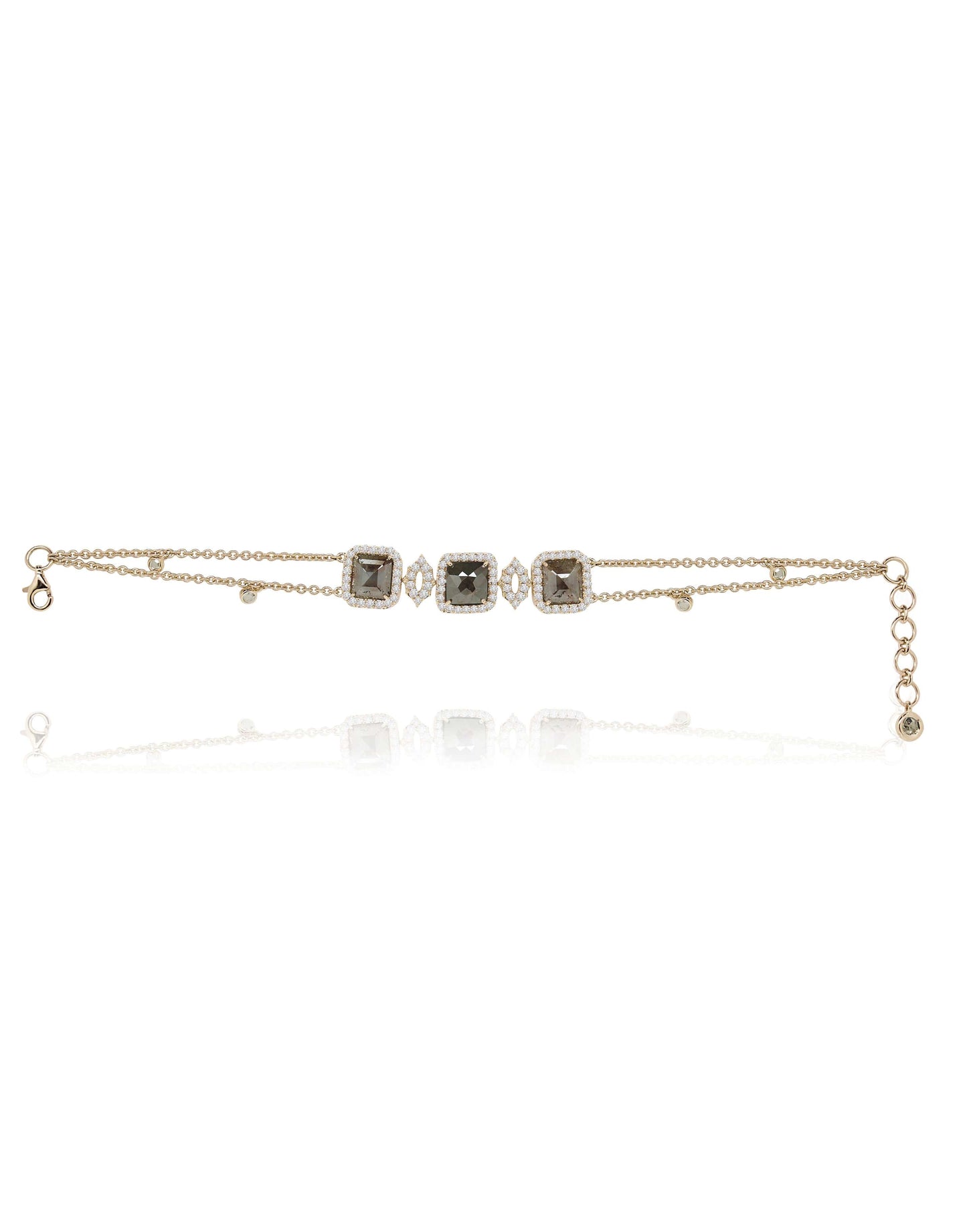 SUTRA-Double Chain Diamond Bracelet-YELLOW GOLD