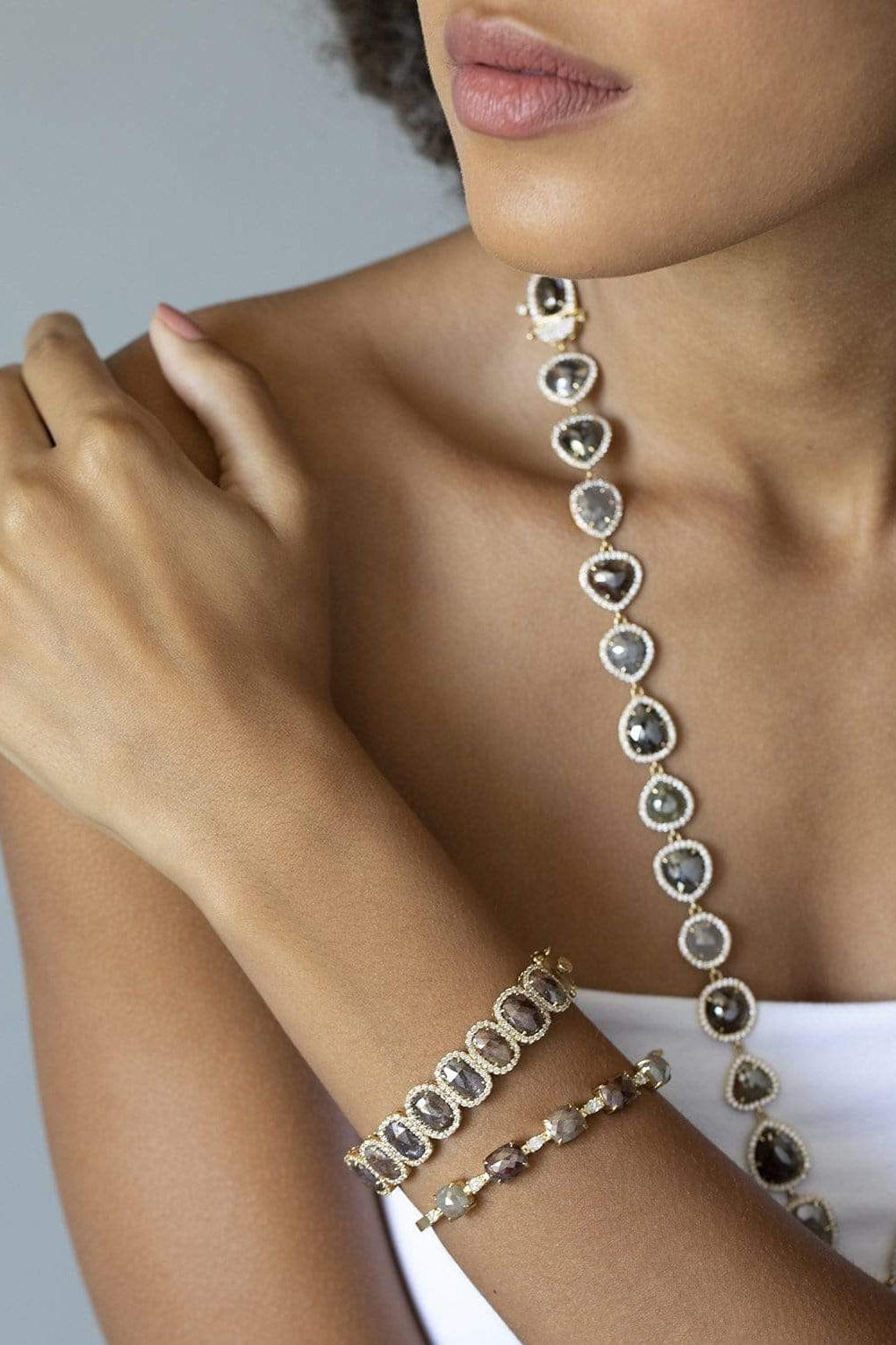 SUTRA-Rough Cut Diamond Bracelet-YELLOW GOLD