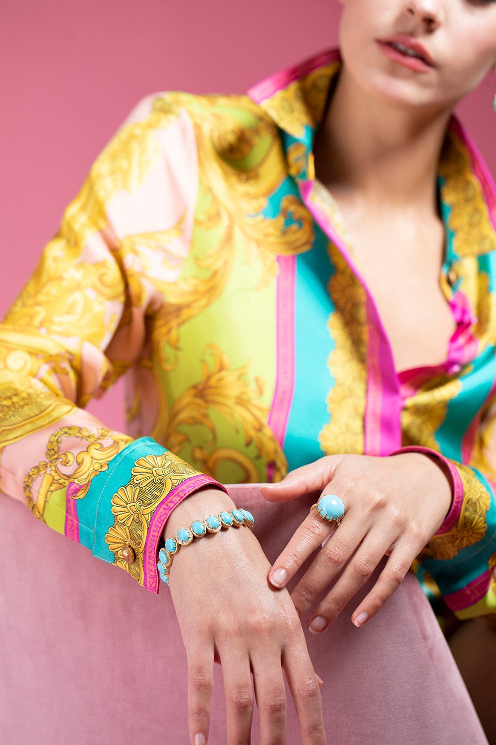 SUTRA-Sleeping Beauty Turquoise Resort Bracelet-YELLOW GOLD