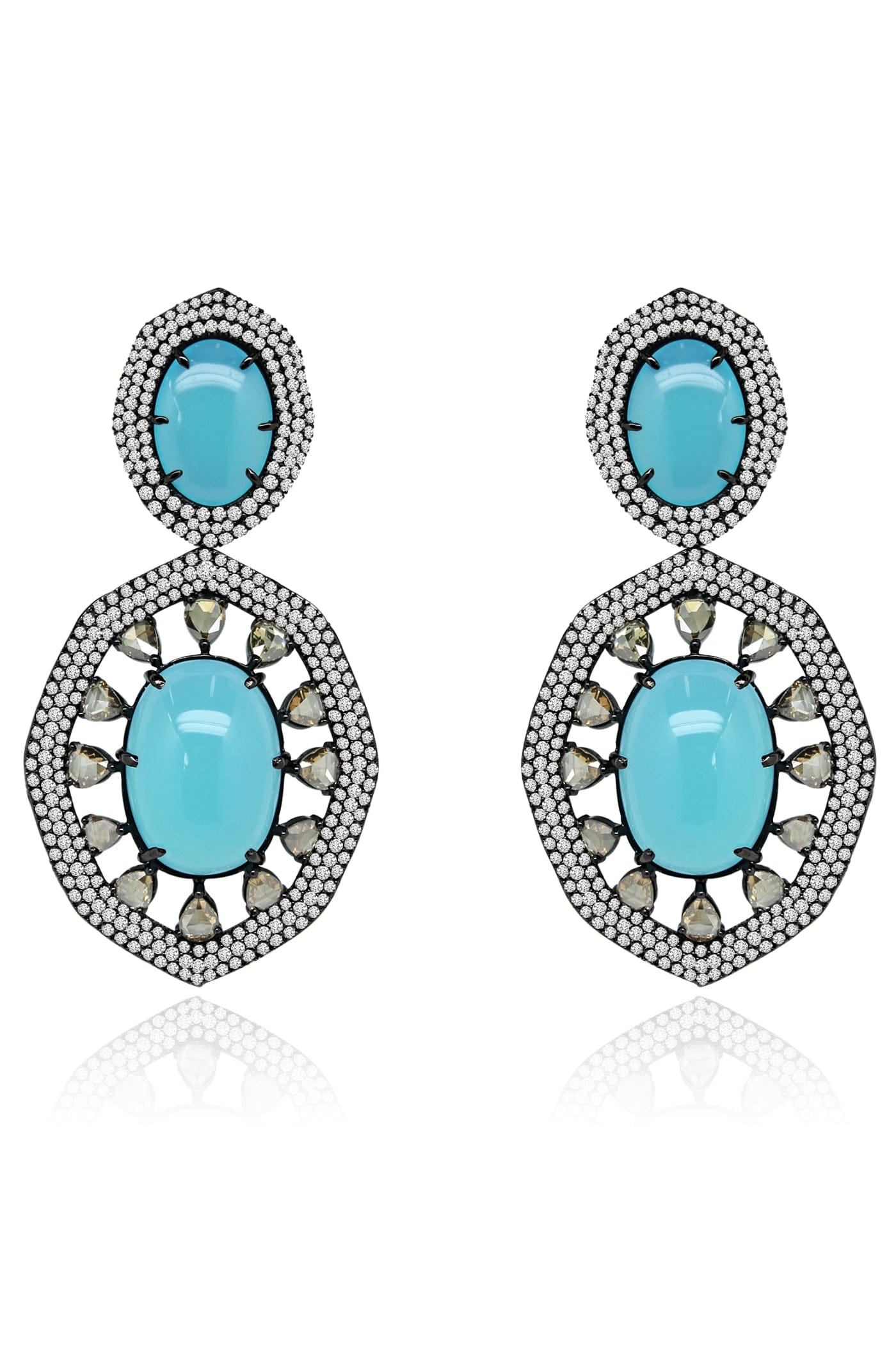 SUTRA-Agate and Diamond Earrings-BLACK GOLD