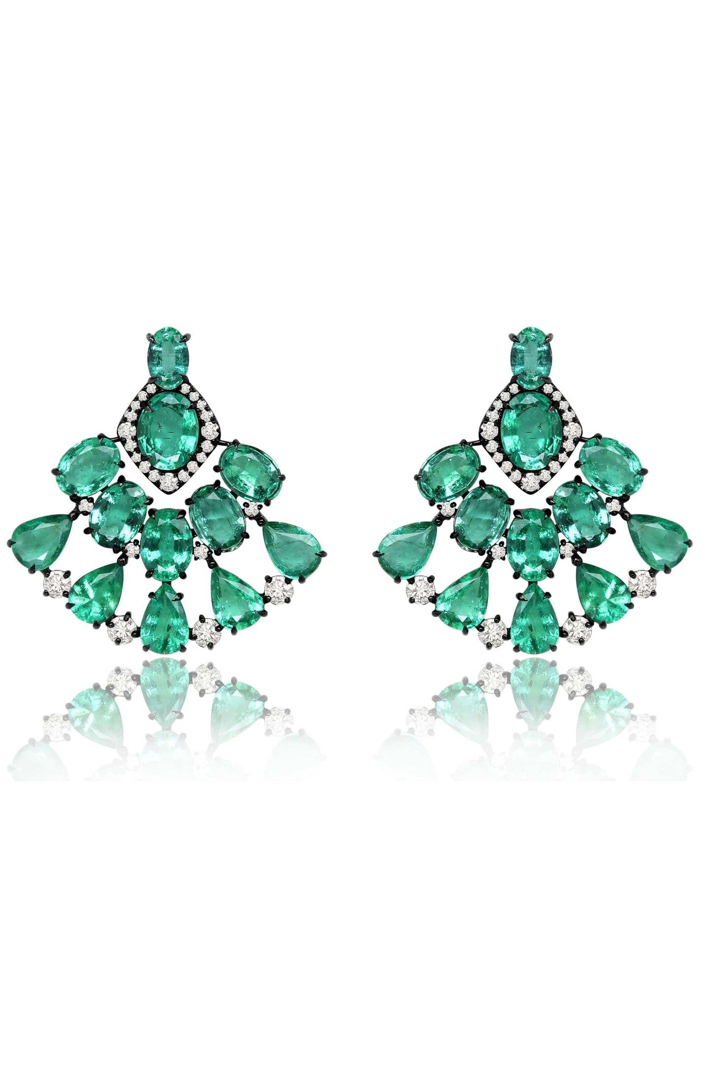 SUTRA-Emerald Fan Earrings-BLACK GOLD