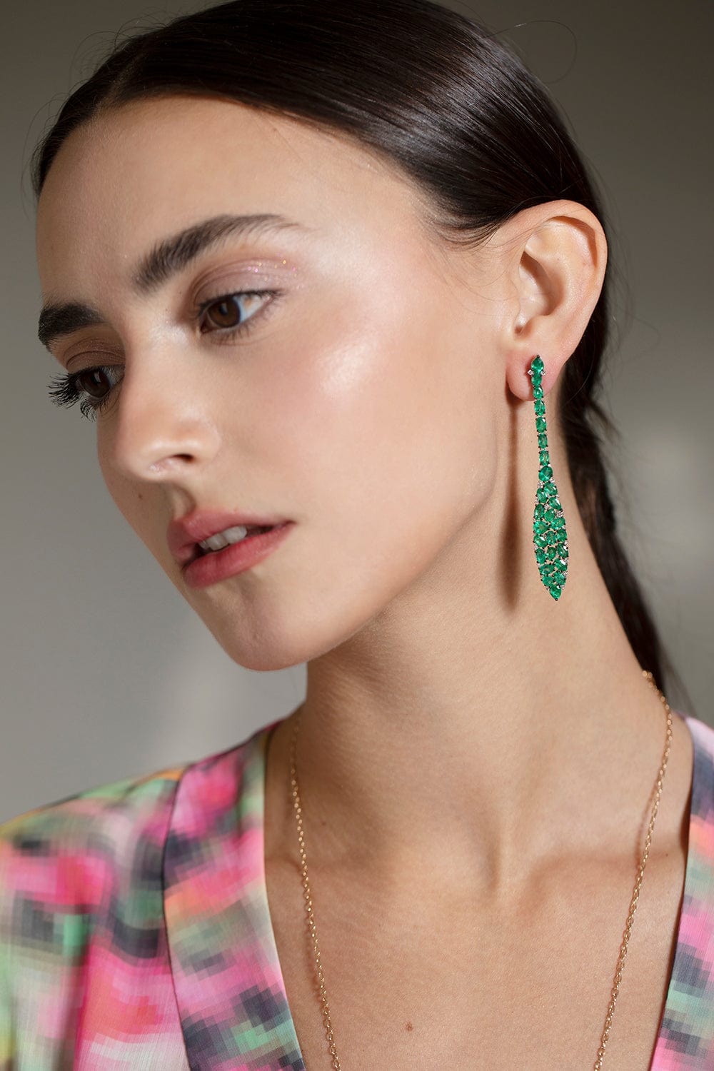 SUTRA-Mosaic Emerald Earrings-BLACK GOLD