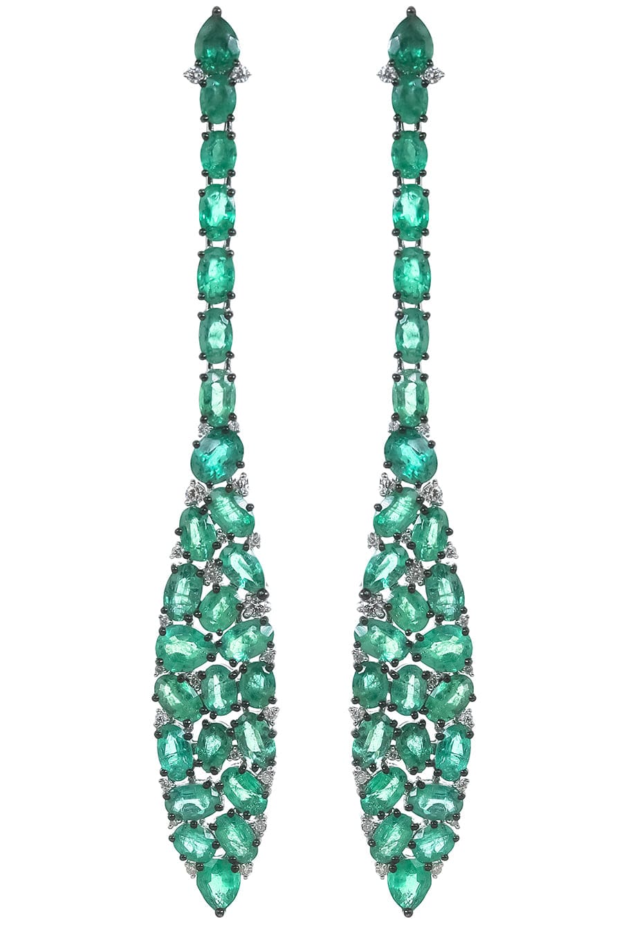 SUTRA-Mosaic Emerald Earrings-BLACK GOLD