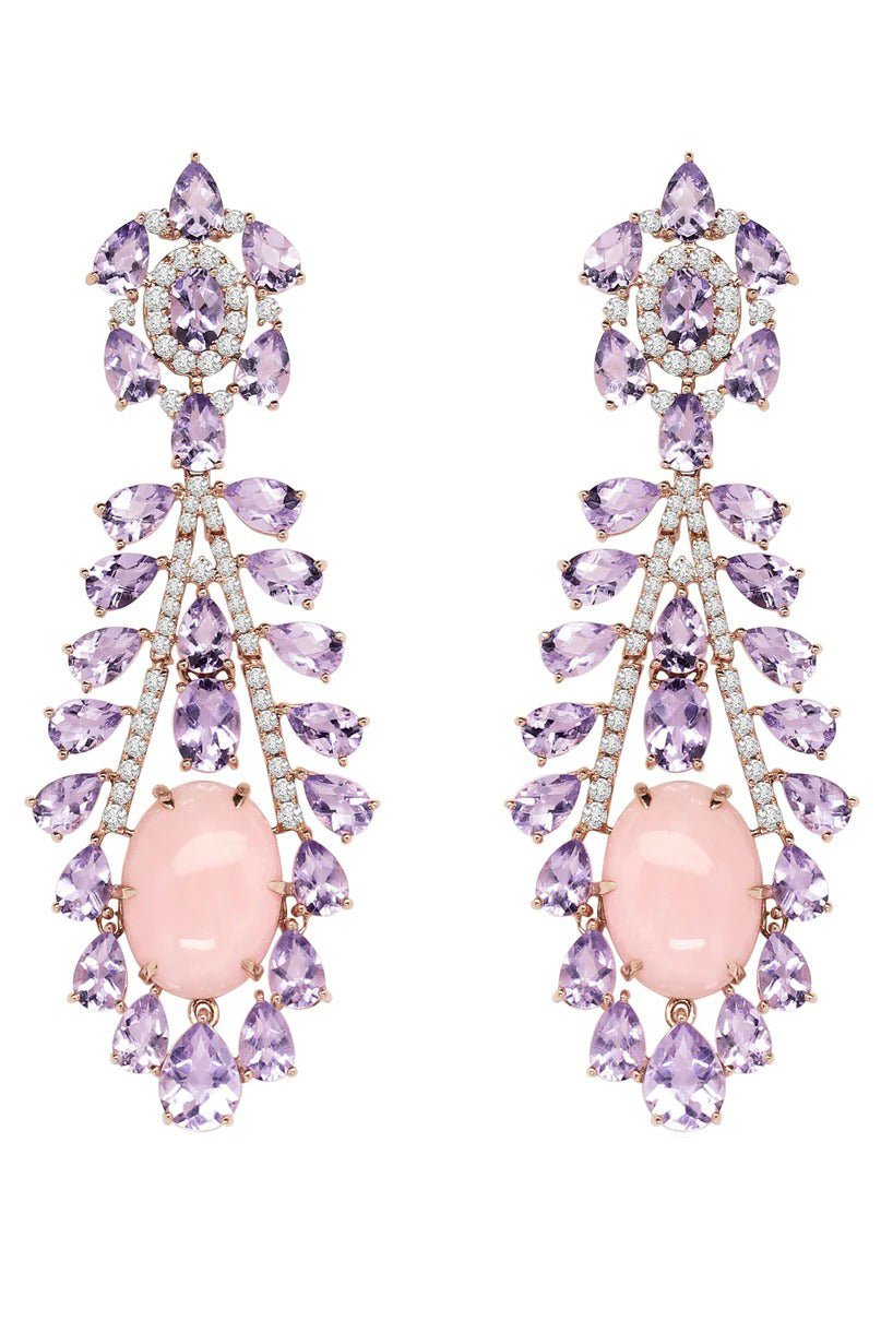 SUTRA-Amethyst and Angelskin Coral Earrings-ROSE GOLD
