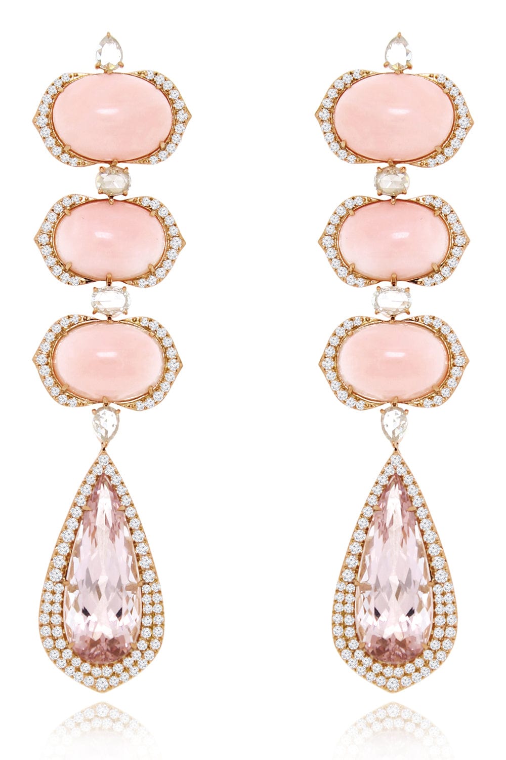 SUTRA-Angel Skin Coral and Morganite Drop Earrings-ROSE GOLD