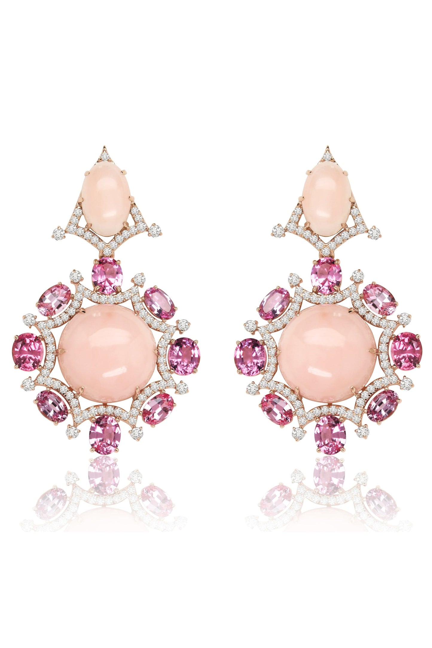 SUTRA-Angel Skin Coral and Pink Spinel Earrings-ROSE GOLD