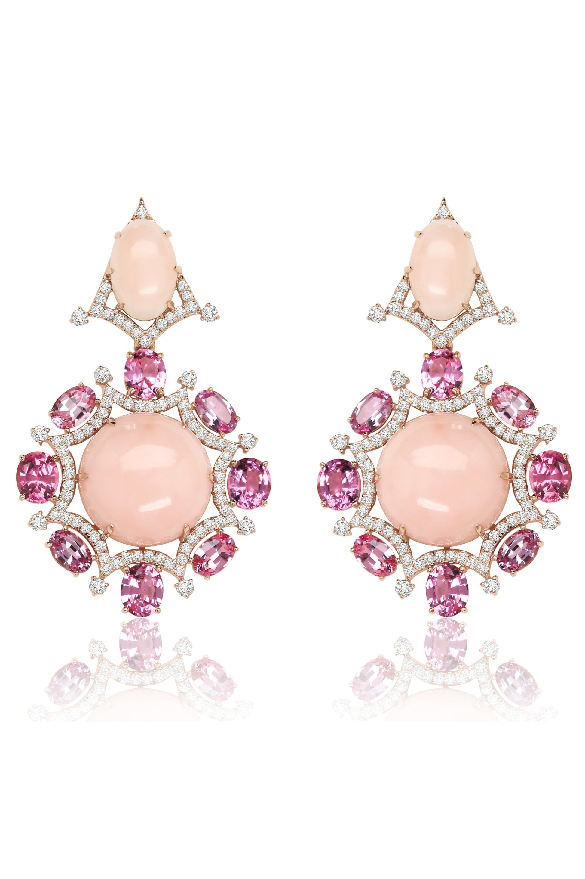SUTRA-Angel Skin Coral and Pink Spinel Earrings-ROSE GOLD