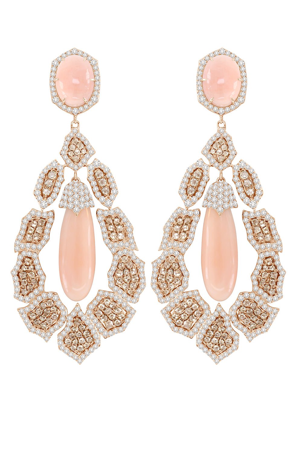 SUTRA-Pink Opal Diamond Earrings-ROSE GOLD