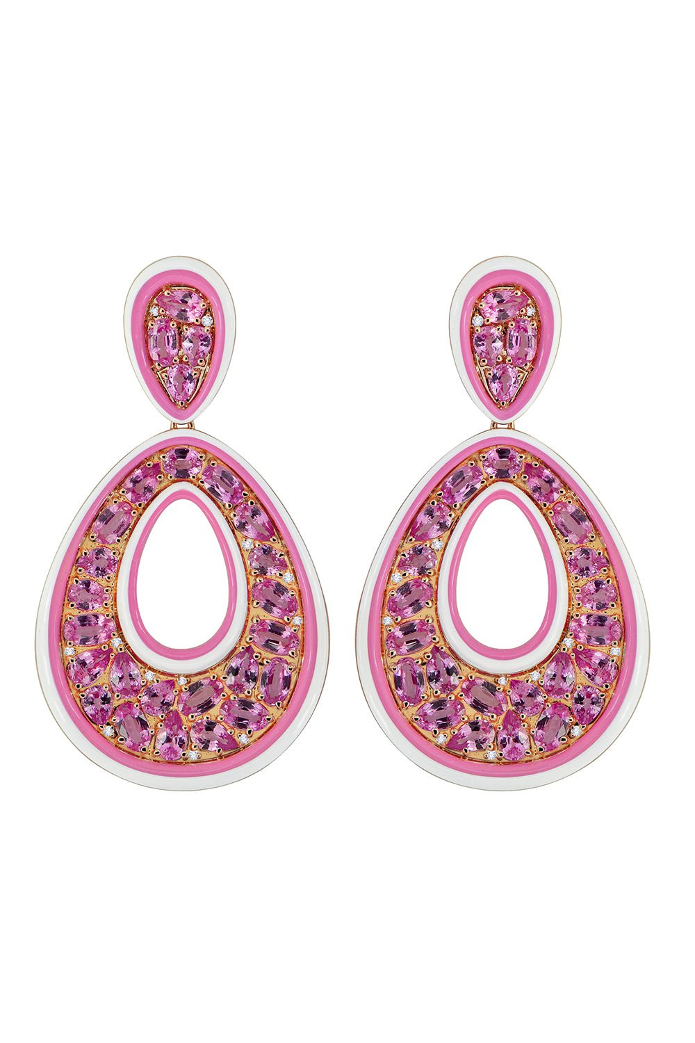 SUTRA-Pink Sapphire Ceramic Earrings-ROSE GOLD