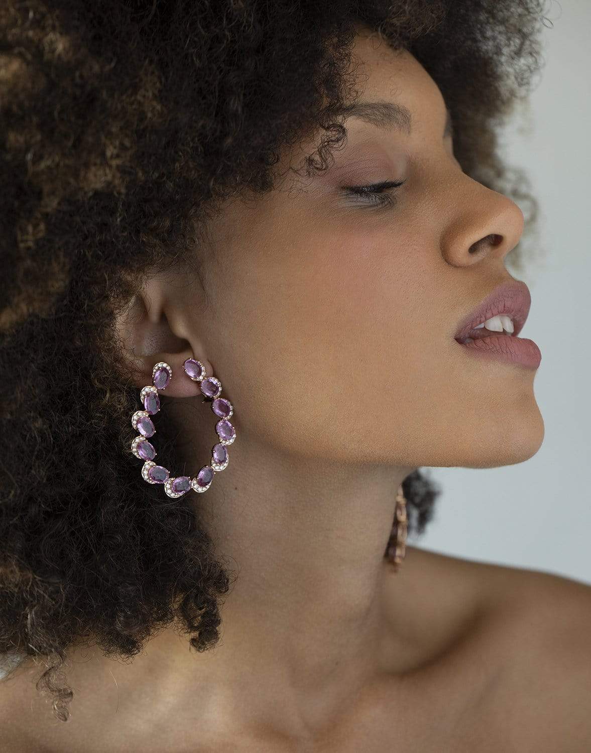 SUTRA-Pink Sapphire Oval Earrings-ROSE GOLD