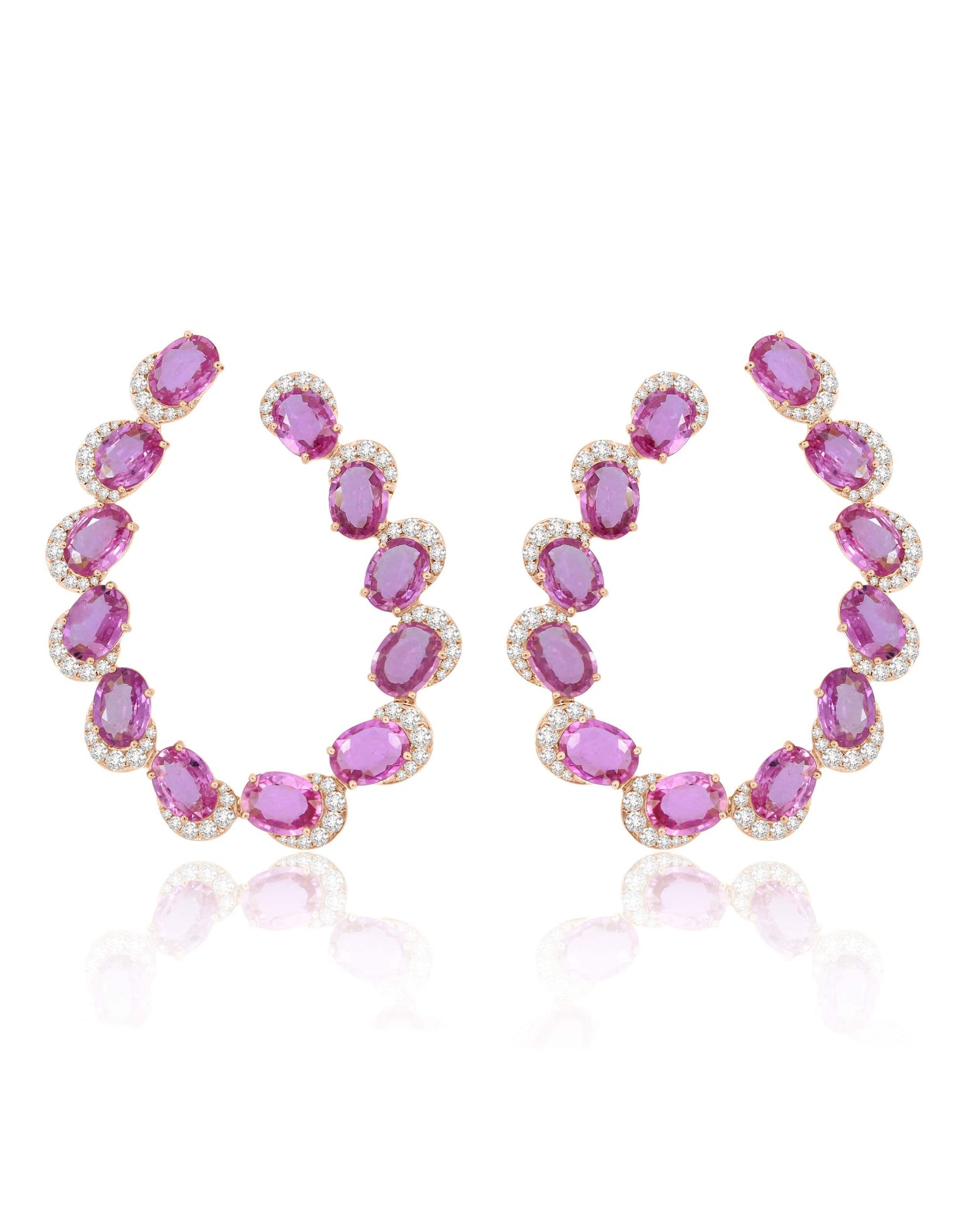 SUTRA-Pink Sapphire Oval Earrings-ROSE GOLD