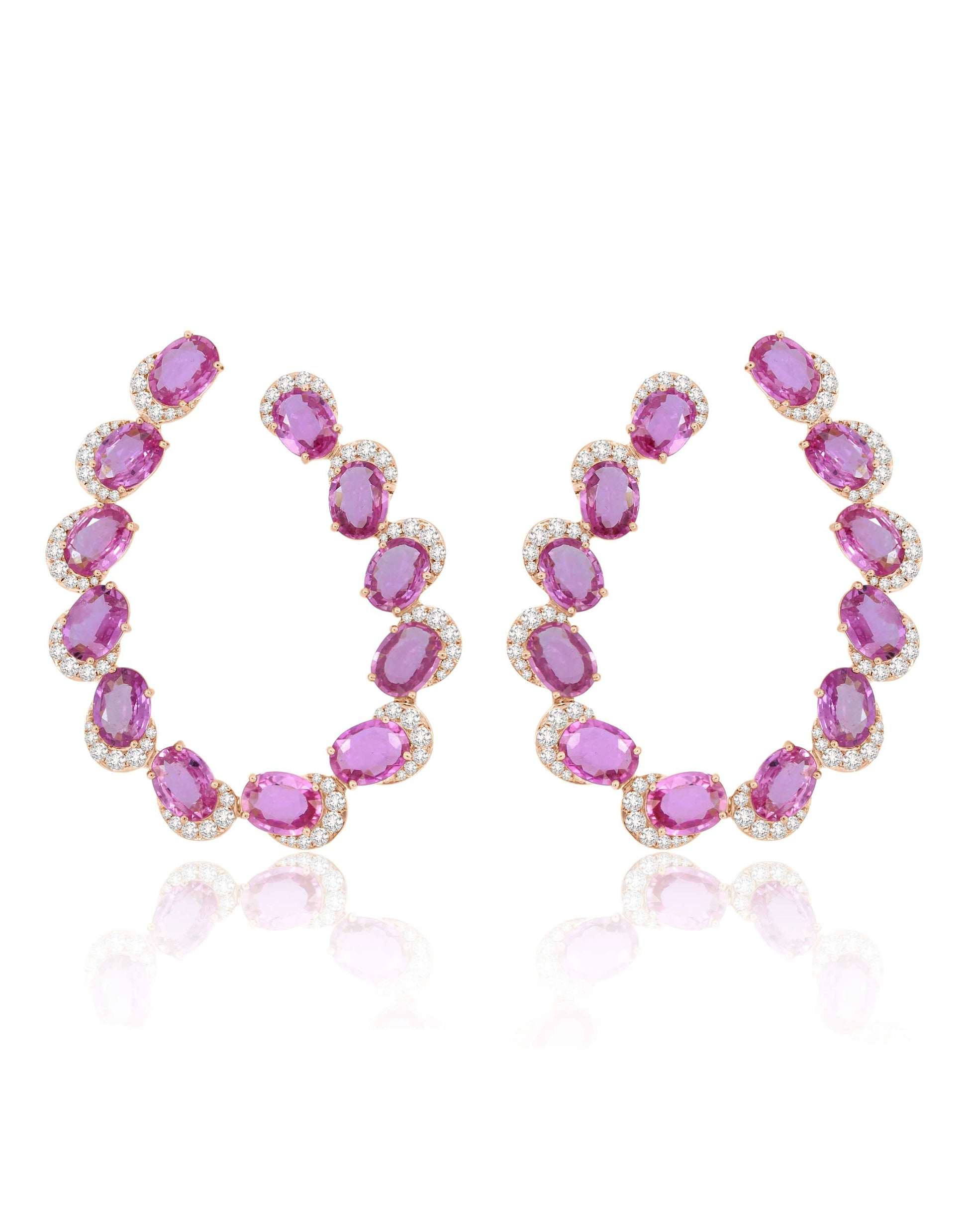 SUTRA-Pink Sapphire Oval Earrings-ROSE GOLD