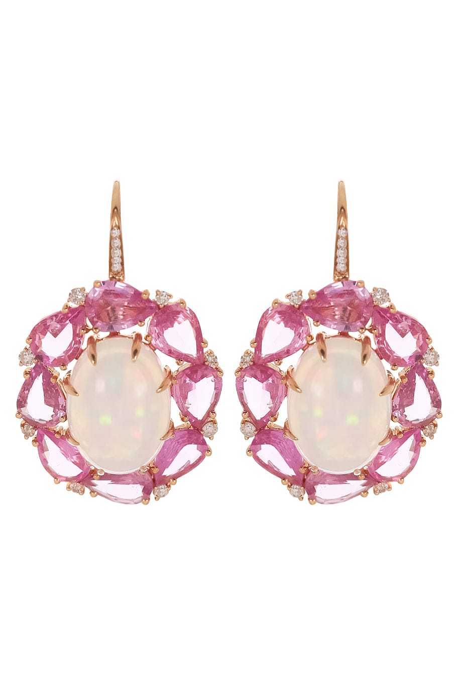 SUTRA-White Opal Pink Sapphire Earrings-ROSE GOLD