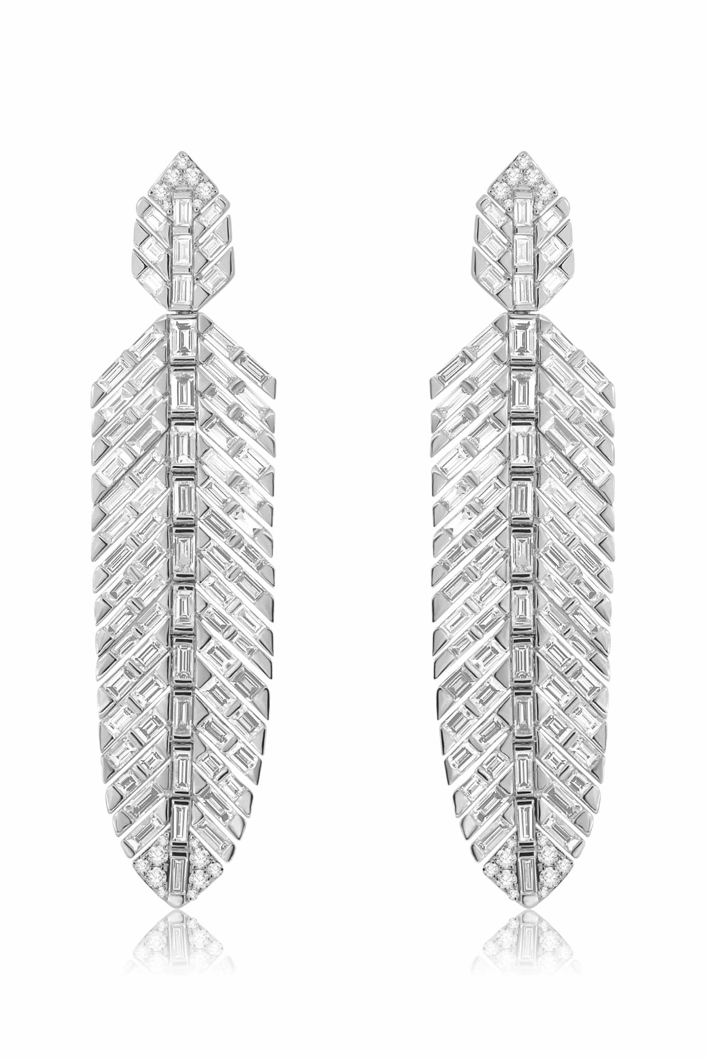 SUTRA-Baguette Diamond Earrings-WHITE GOLD
