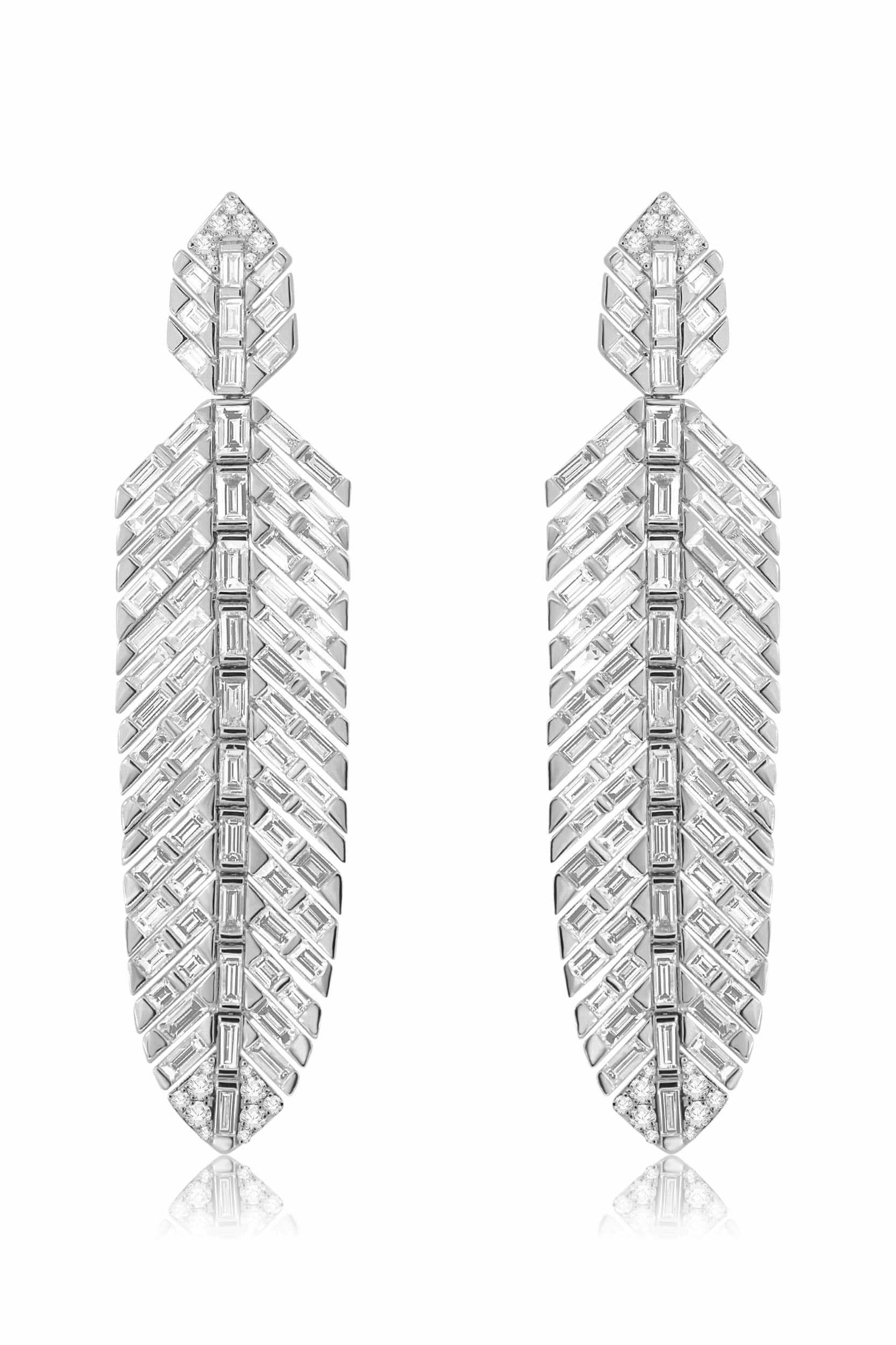 SUTRA-Baguette Diamond Earrings-WHITE GOLD