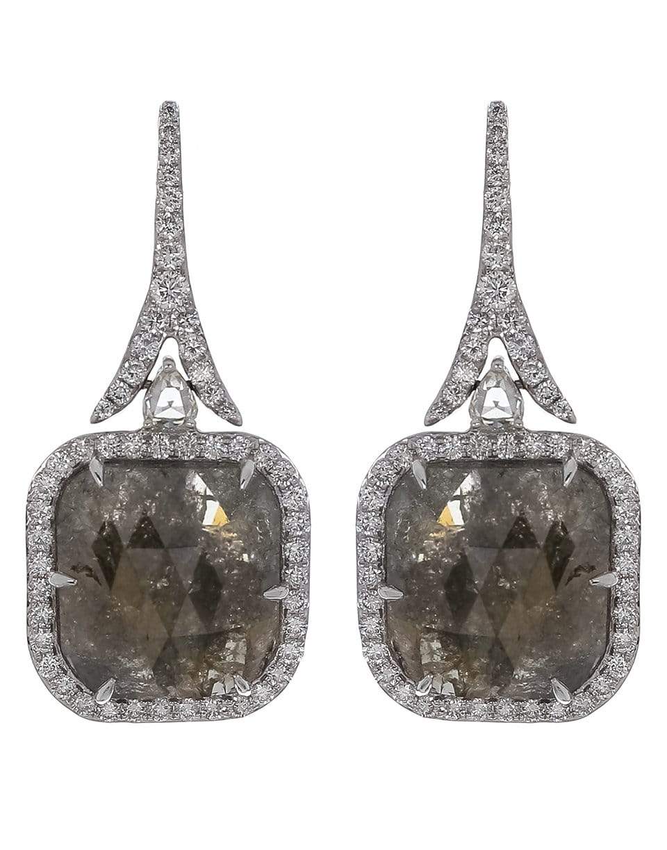SUTRA-Black Diamond Drop Earrings-WHITE GOLD
