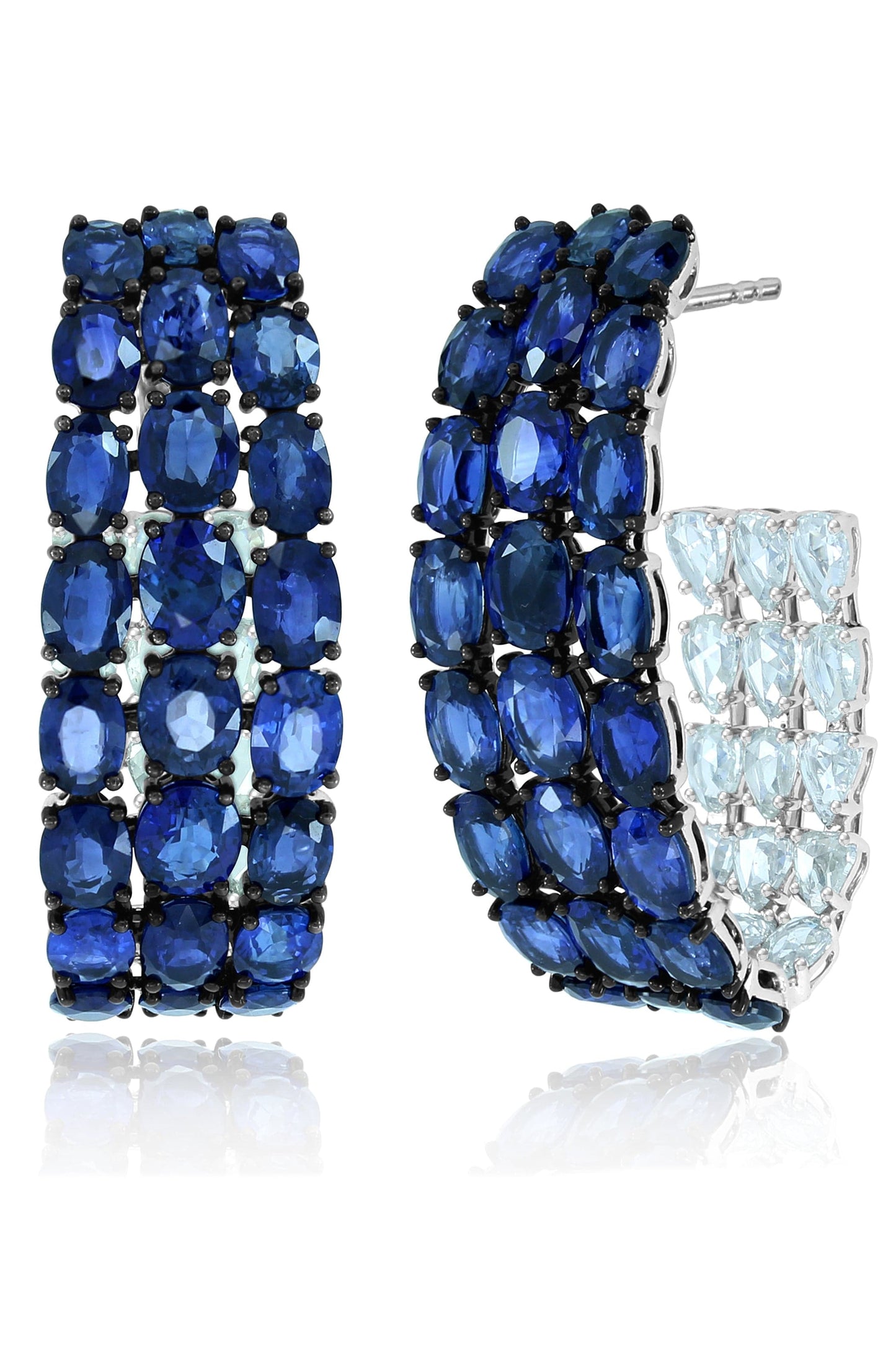 SUTRA-Blue Sapphire Hoop Earrings-WHITE GOLD