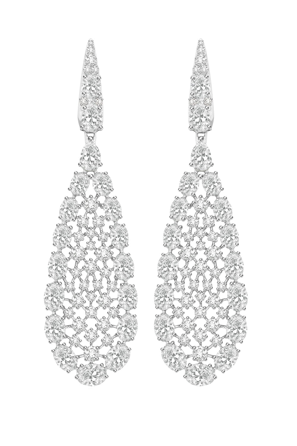 SUTRA-Diamond Rain Drop Earrings-WHITE GOLD
