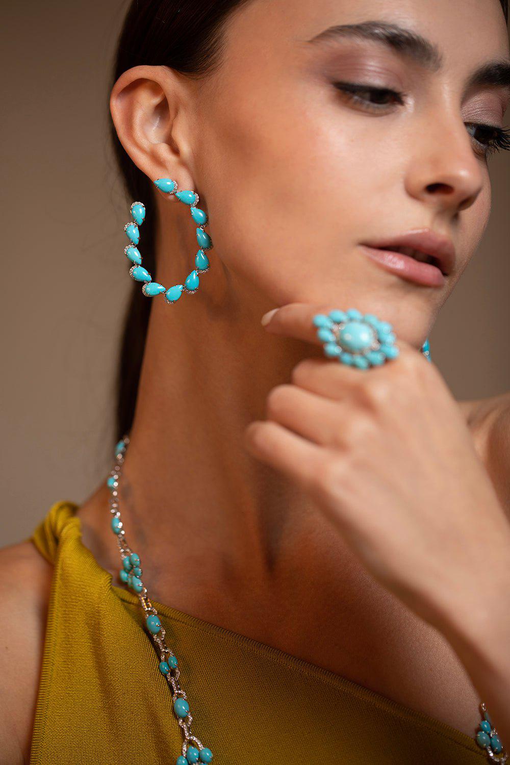 SUTRA-Forward Facing Diamond Hoops-WHITE GOLD