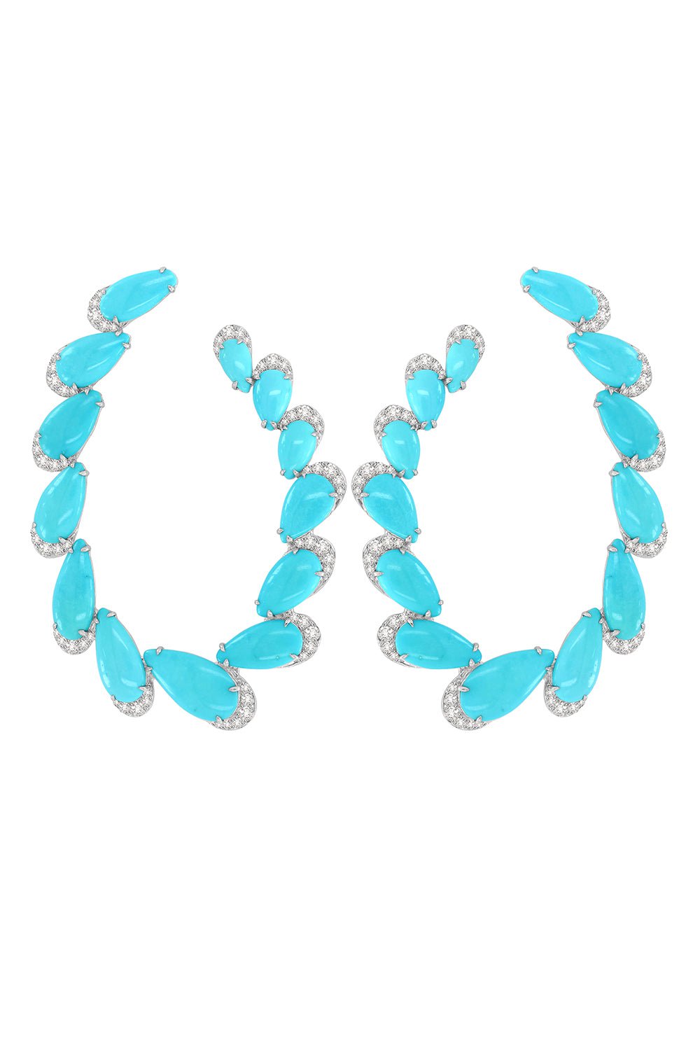 SUTRA-Forward Facing Diamond Hoops-WHITE GOLD