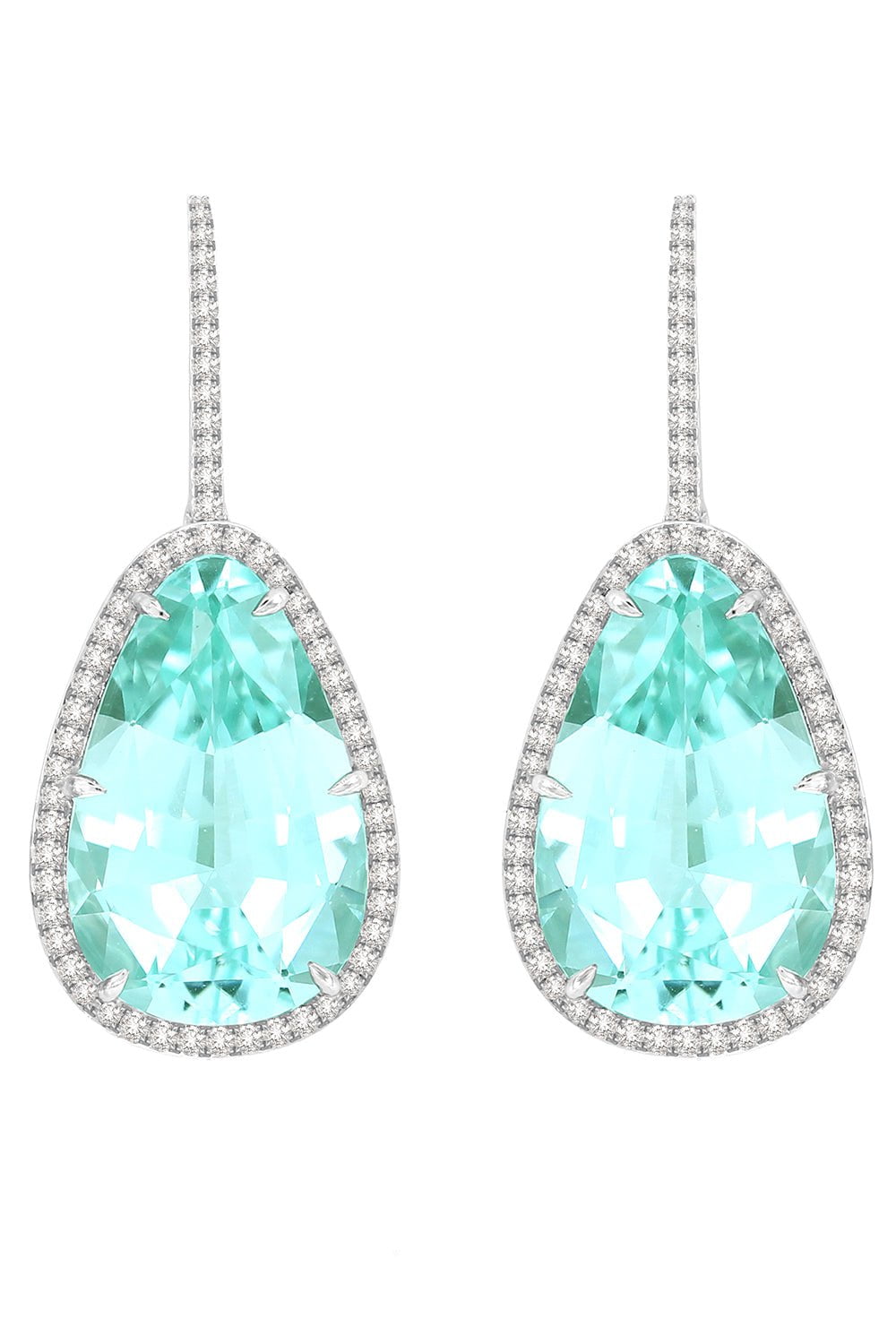 SUTRA-Mint Tourmaline Diamond Earrings-WHITE GOLD