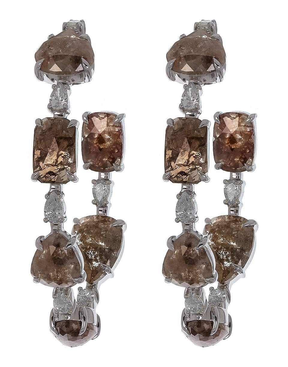 SUTRA-Rough Cut Diamond NWL Hoops-WHITE GOLD