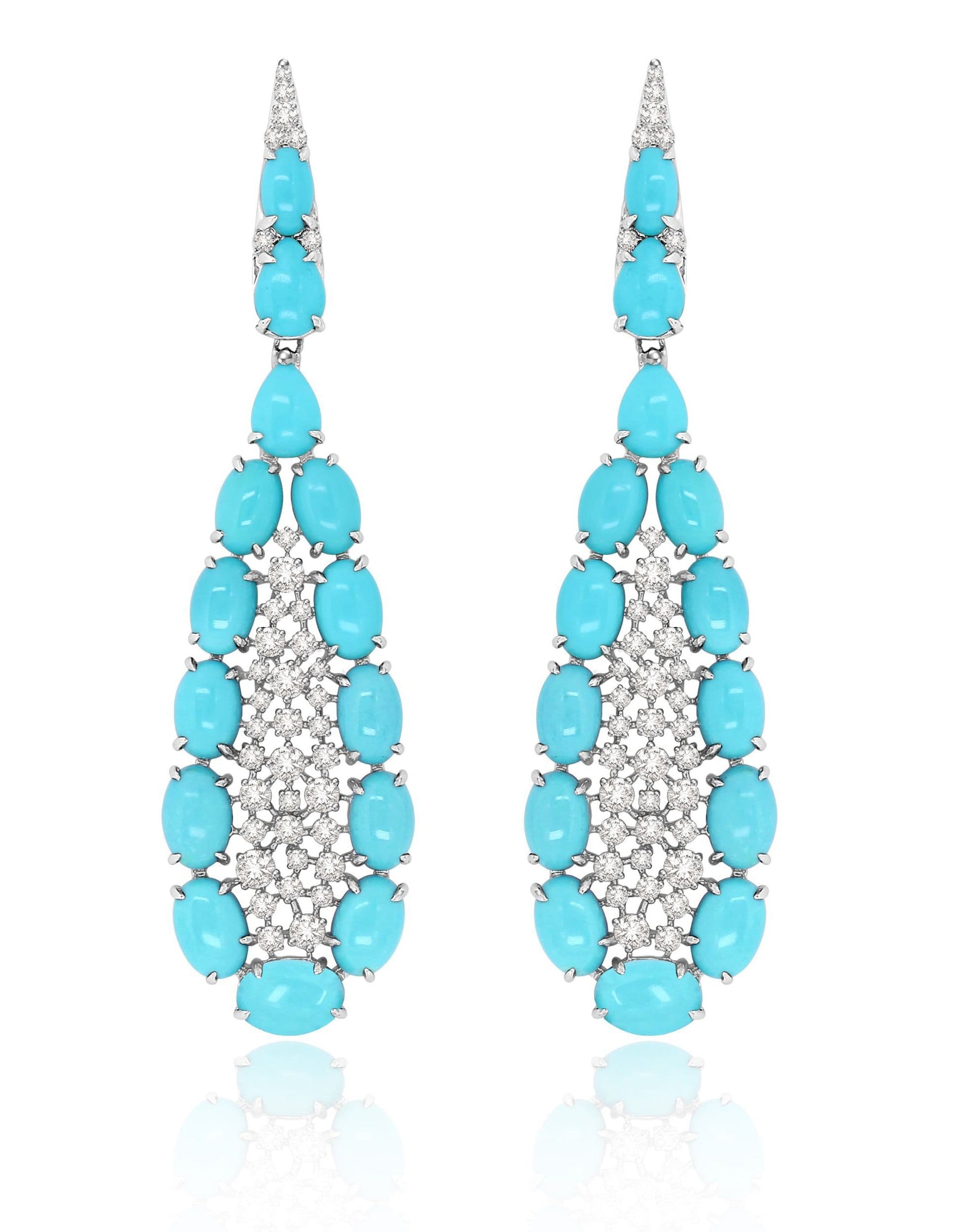 SUTRA-Turquoise & Diamond Earrings-WHITE GOLD
