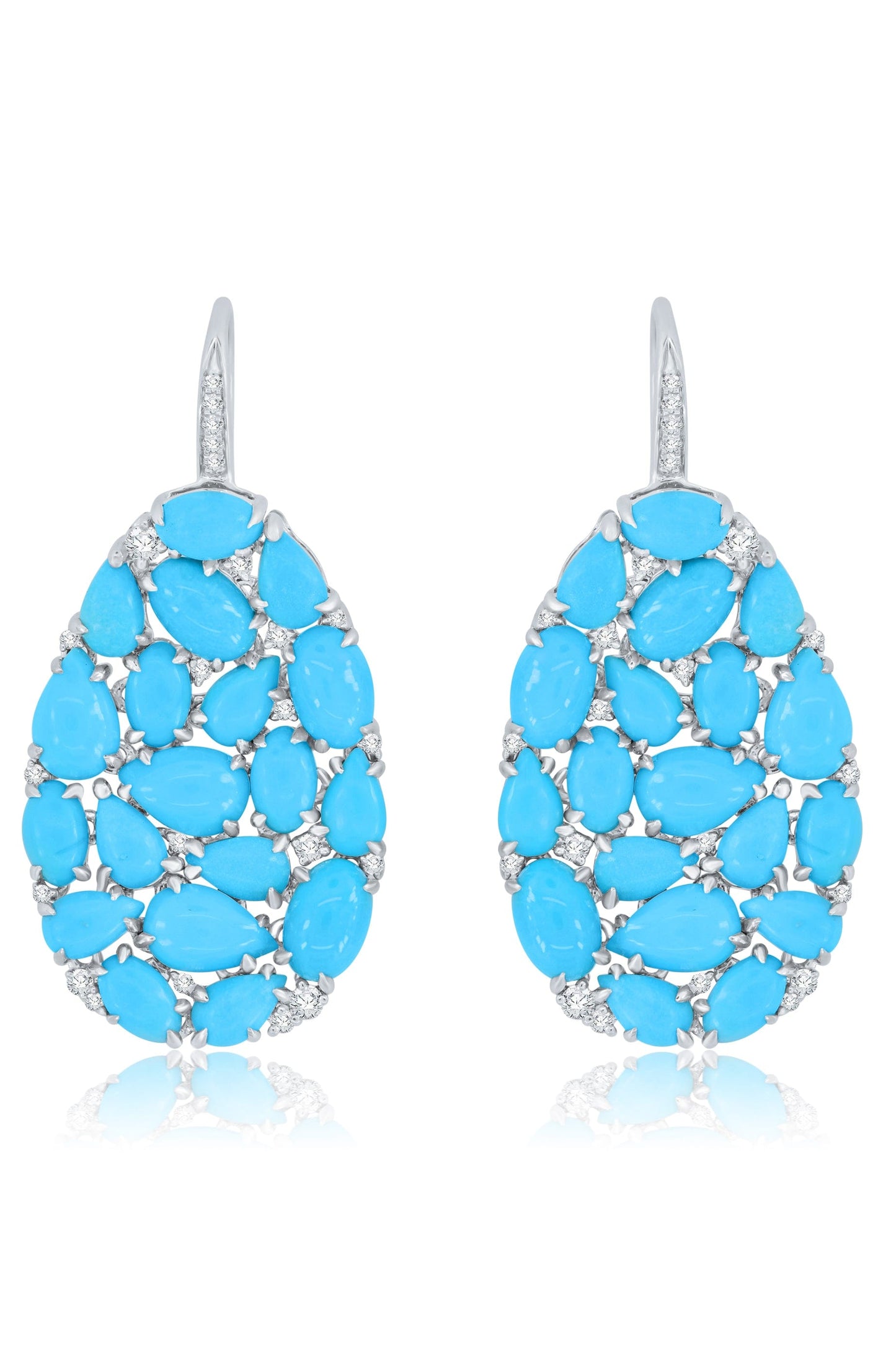 SUTRA-Turquoise Mosaic Earrings-WHITE GOLD